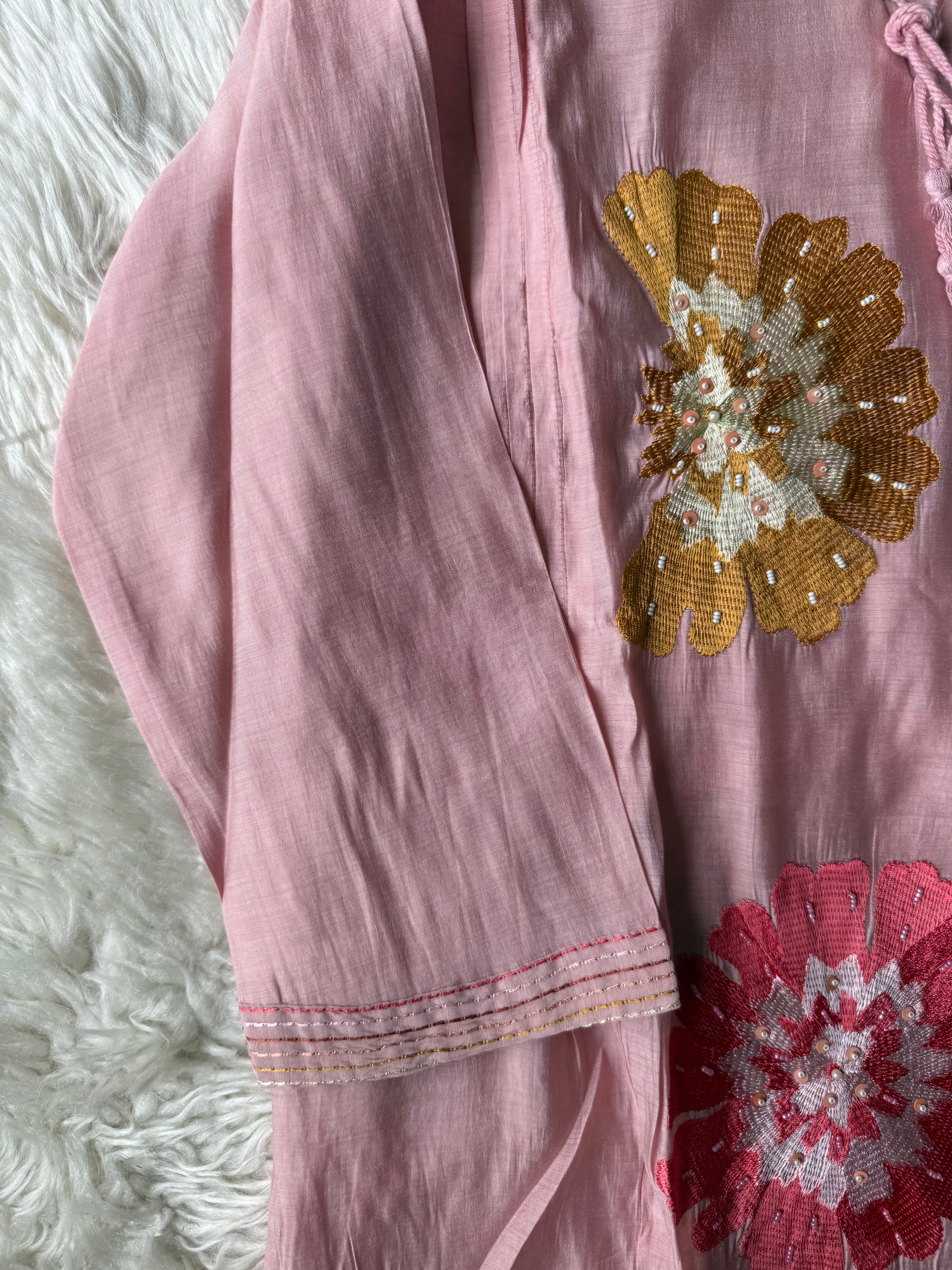 Mul Chanderi Kurti Pant Dupatta Set