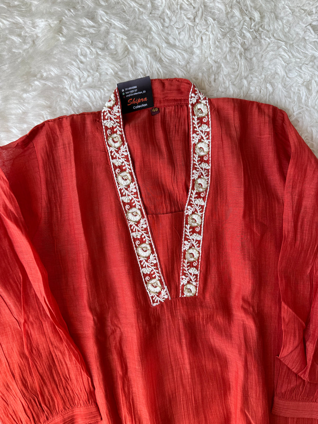 “Plus Size” Mul Chanderi Kurti Pant Dupatta Set