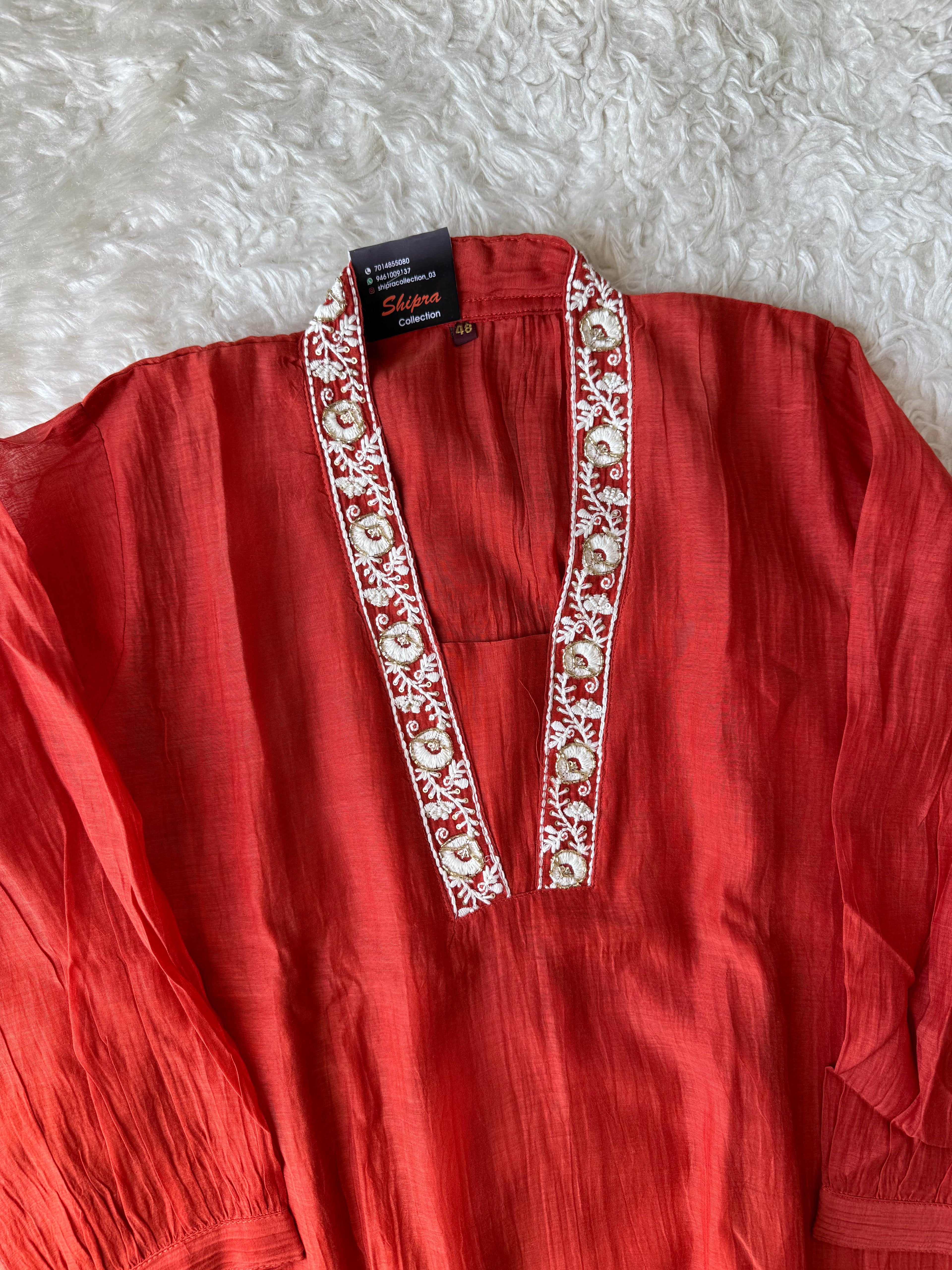“Plus Size” Mul Chanderi Kurti Pant Dupatta Set