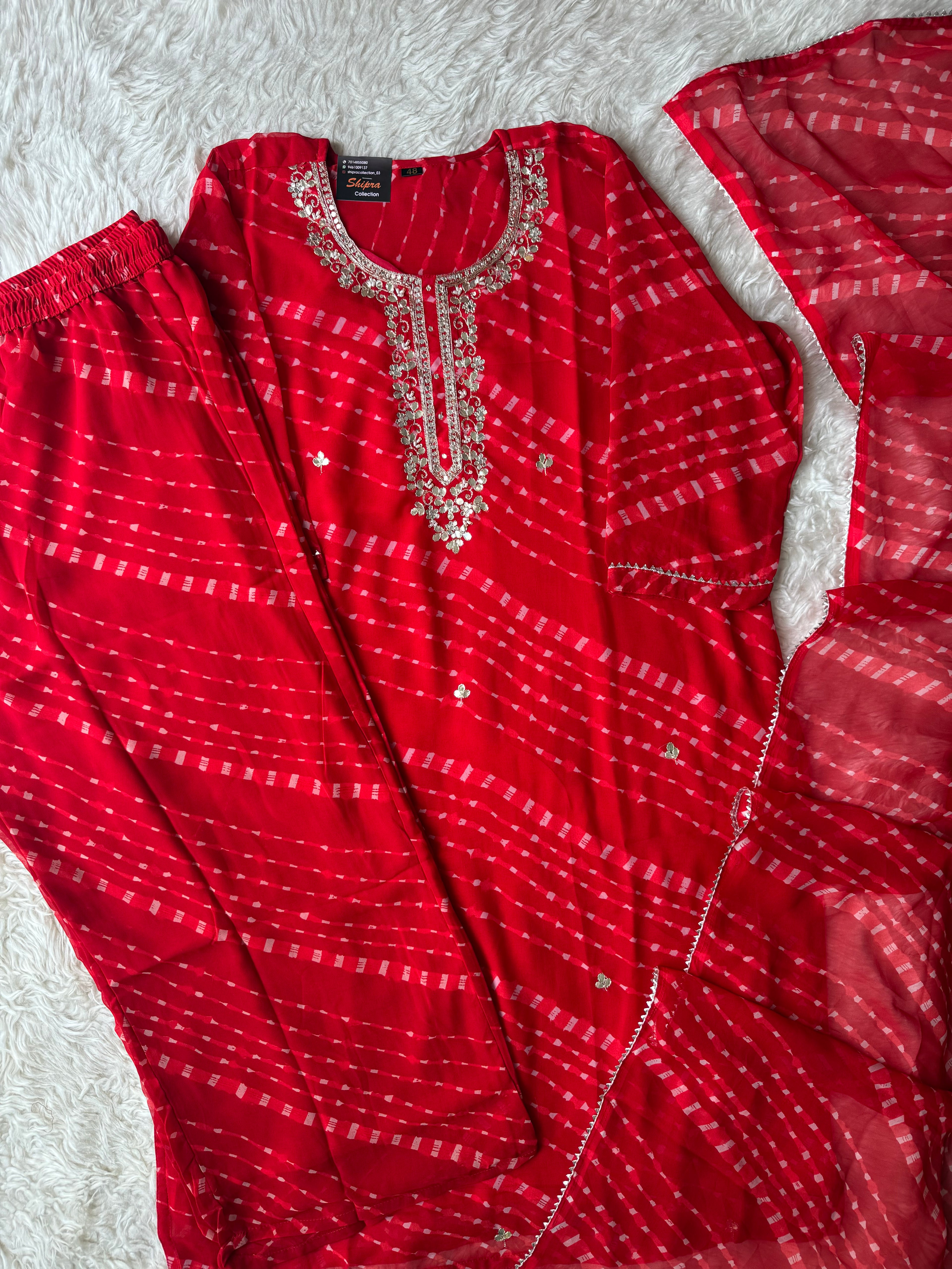 “Plus Size” Georgette Kurti Plazo Dupatta Set