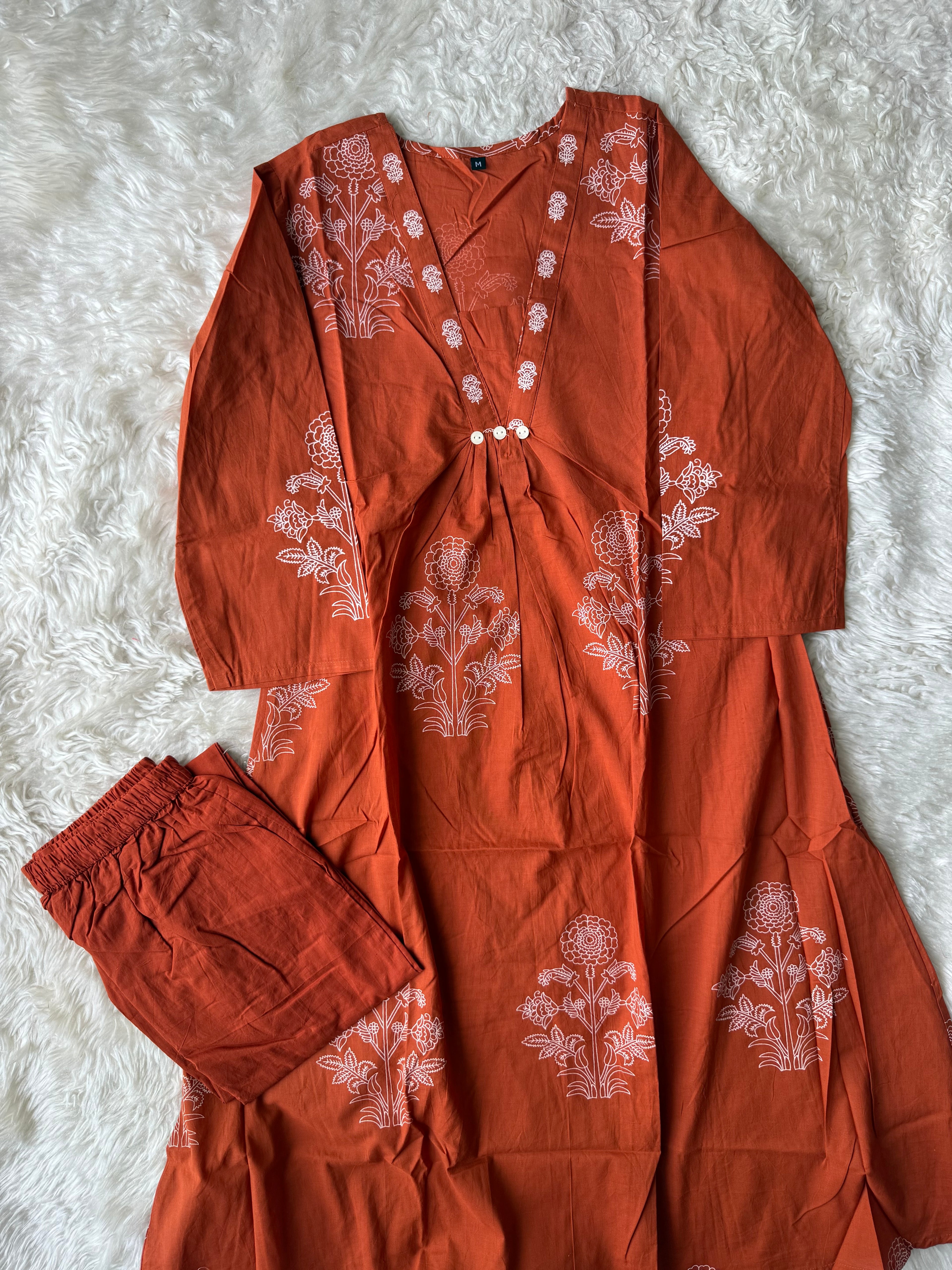 Cotton FLARE Kurti Pant Set