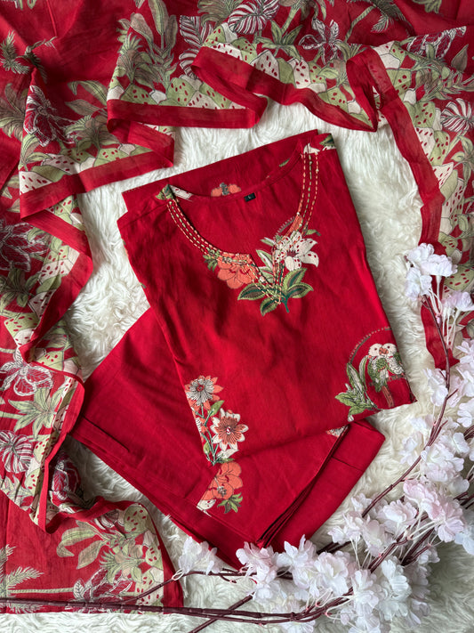 Premium Cotton Kurti Salwar Dupatta Set