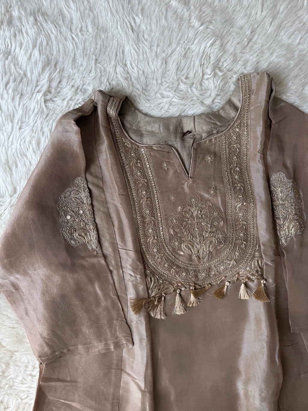 Tissue Shimmer Kurti Pant Dupatta Set