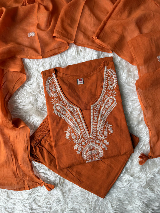 Premium Cotton Kurti Pant Dupatta Set