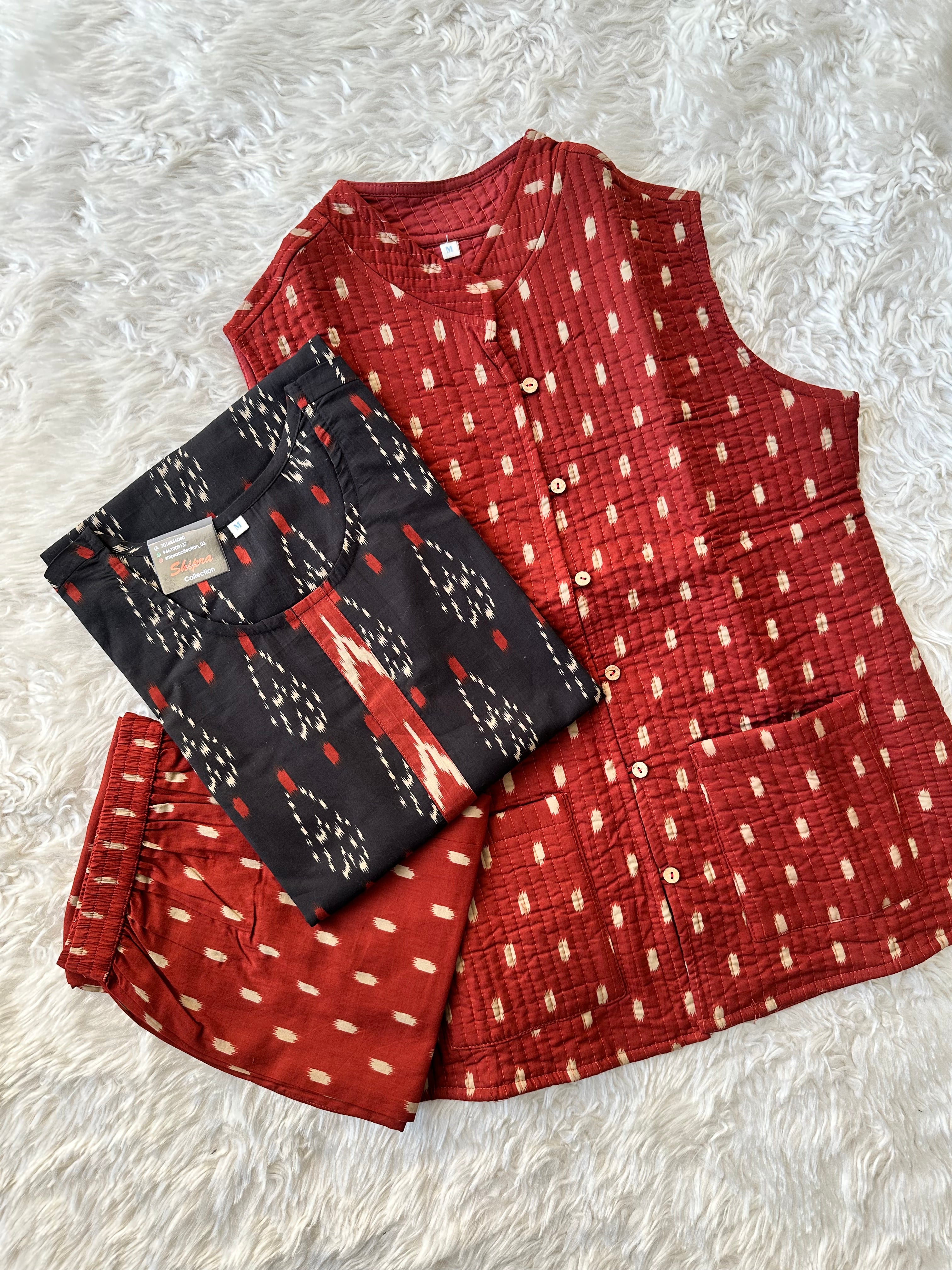 Premium Cotton Kurti Pant Jacket Set