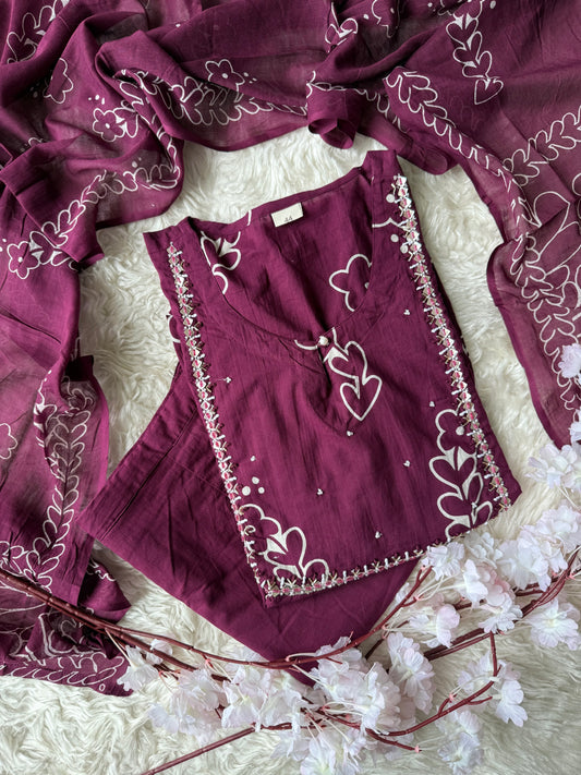 Premium Cotton Kurti Pant Dupatta Set