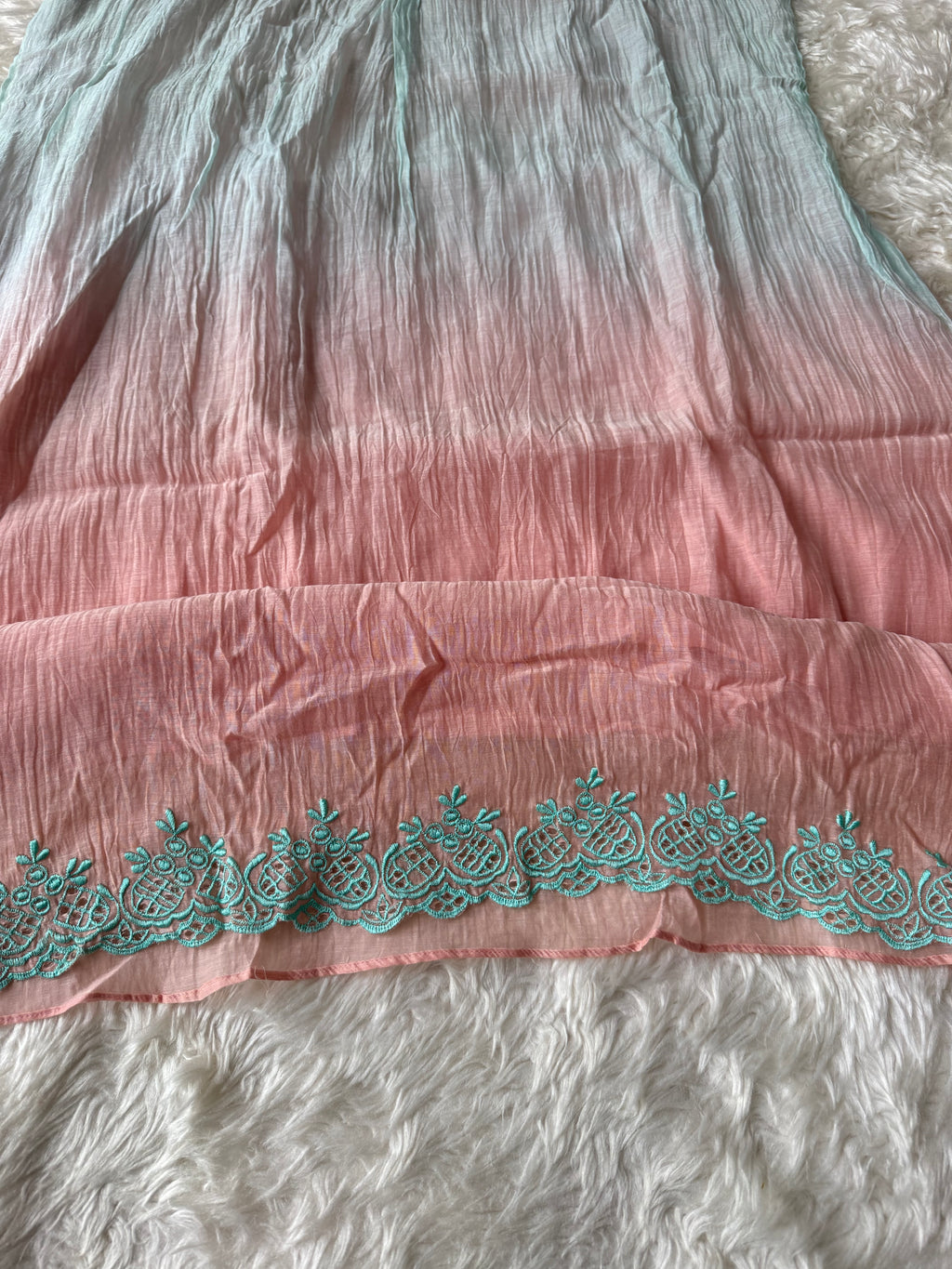 Plus Size Mul Chanderi Ombre Kurti Pant Dupatta Set