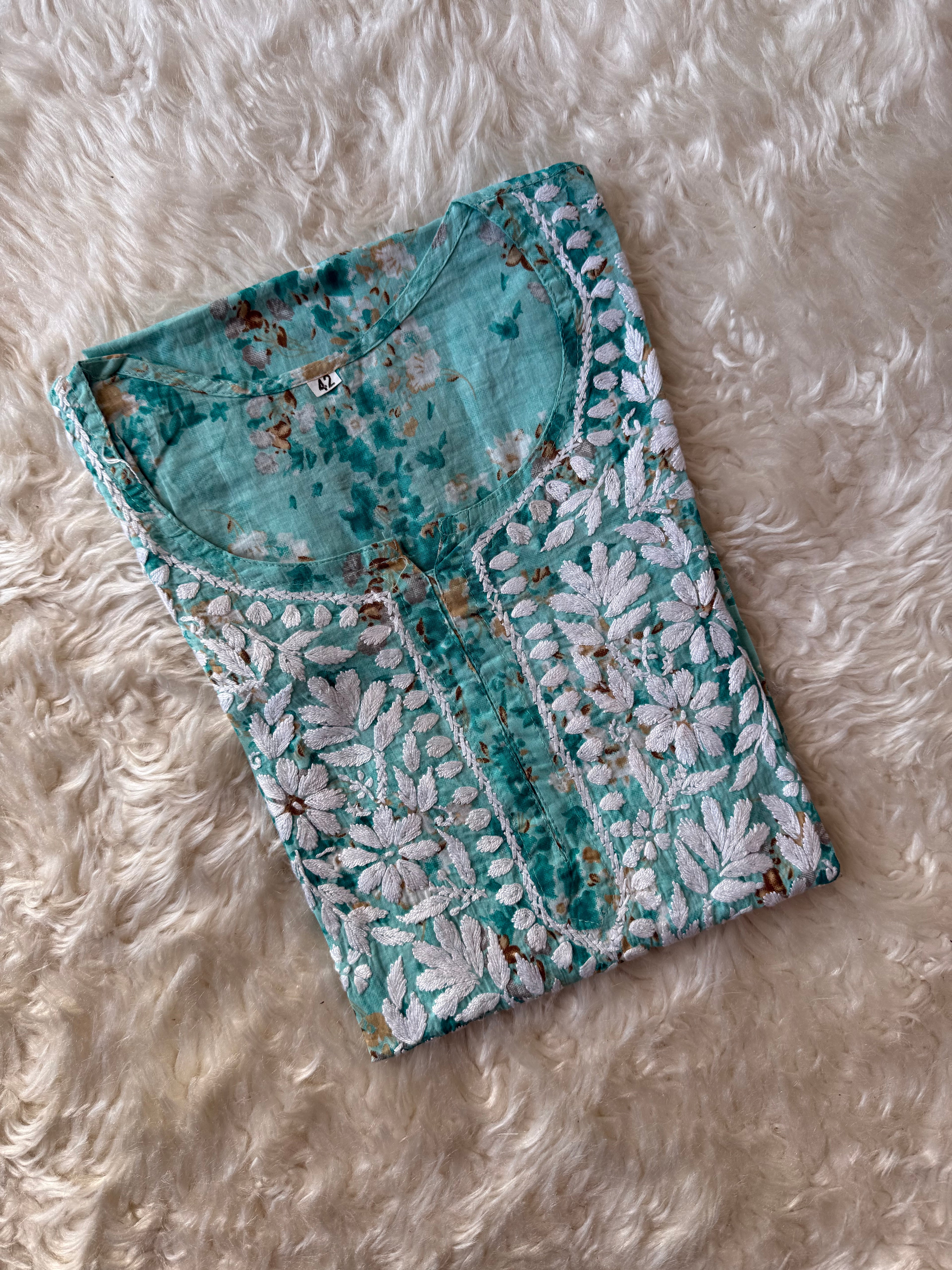 Pure Cotton Chikankari Short Kurti