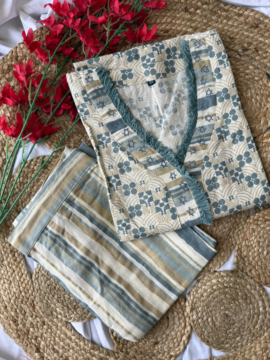 Khadi Cotton Kurti Pant Set