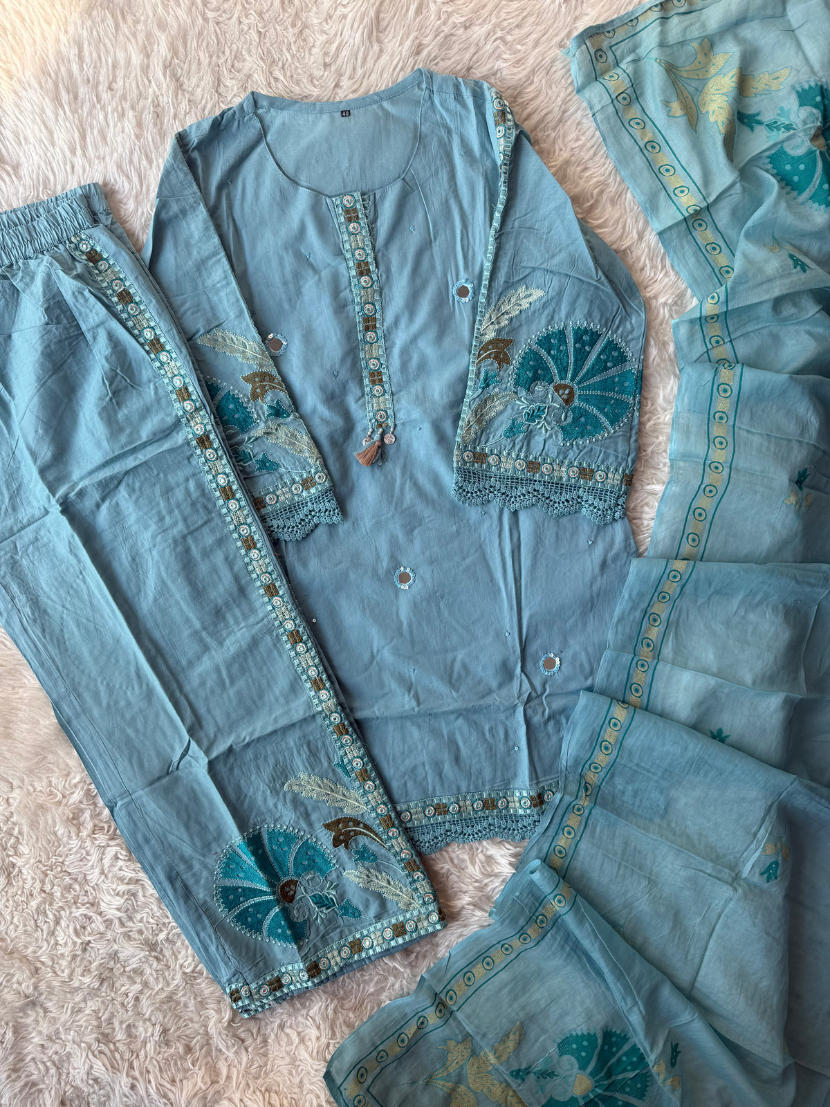 Premium Cotton Kurti Plazo Dupatta Set