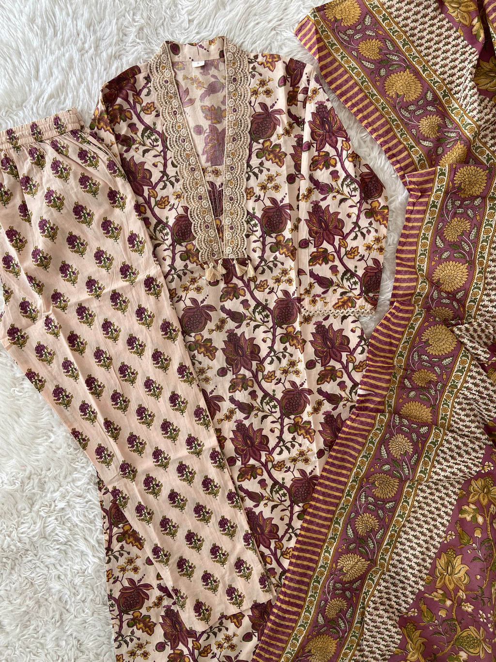 Premium Cotton Kurti Pant Dupatta Set