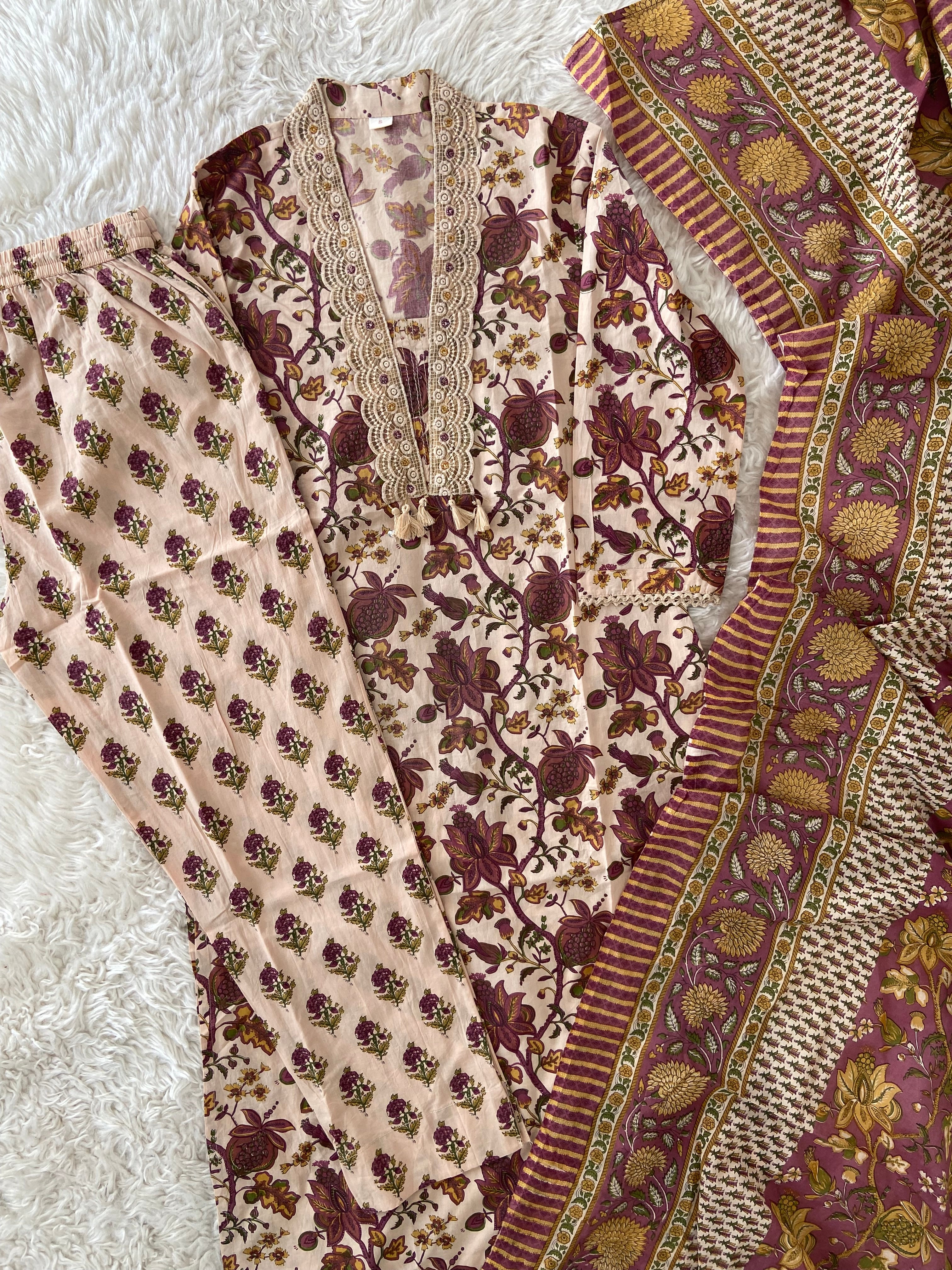 Premium Cotton Kurti Pant Dupatta Set