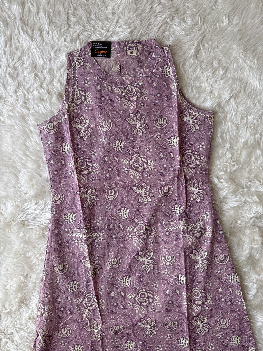 Pure Cotton Sleeveless Kurti Pant Set