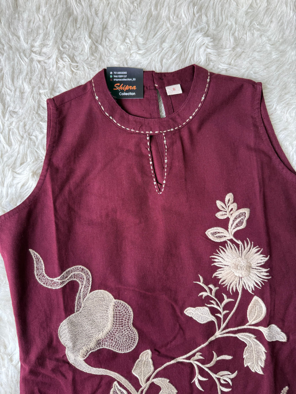 Khadi Cotton Sleeveless Kurti Pant Set