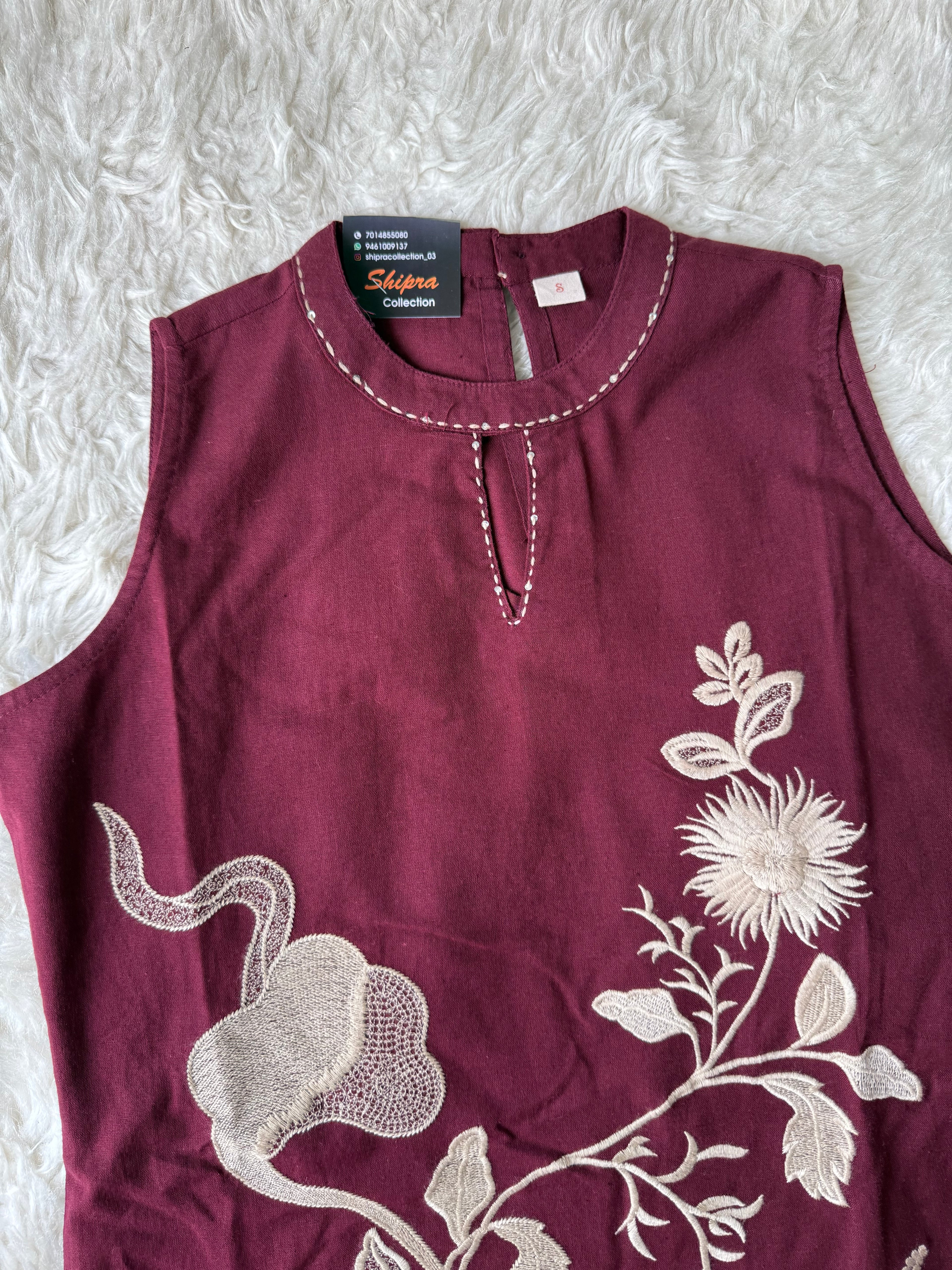 Khadi Cotton Sleeveless Kurti Pant Set