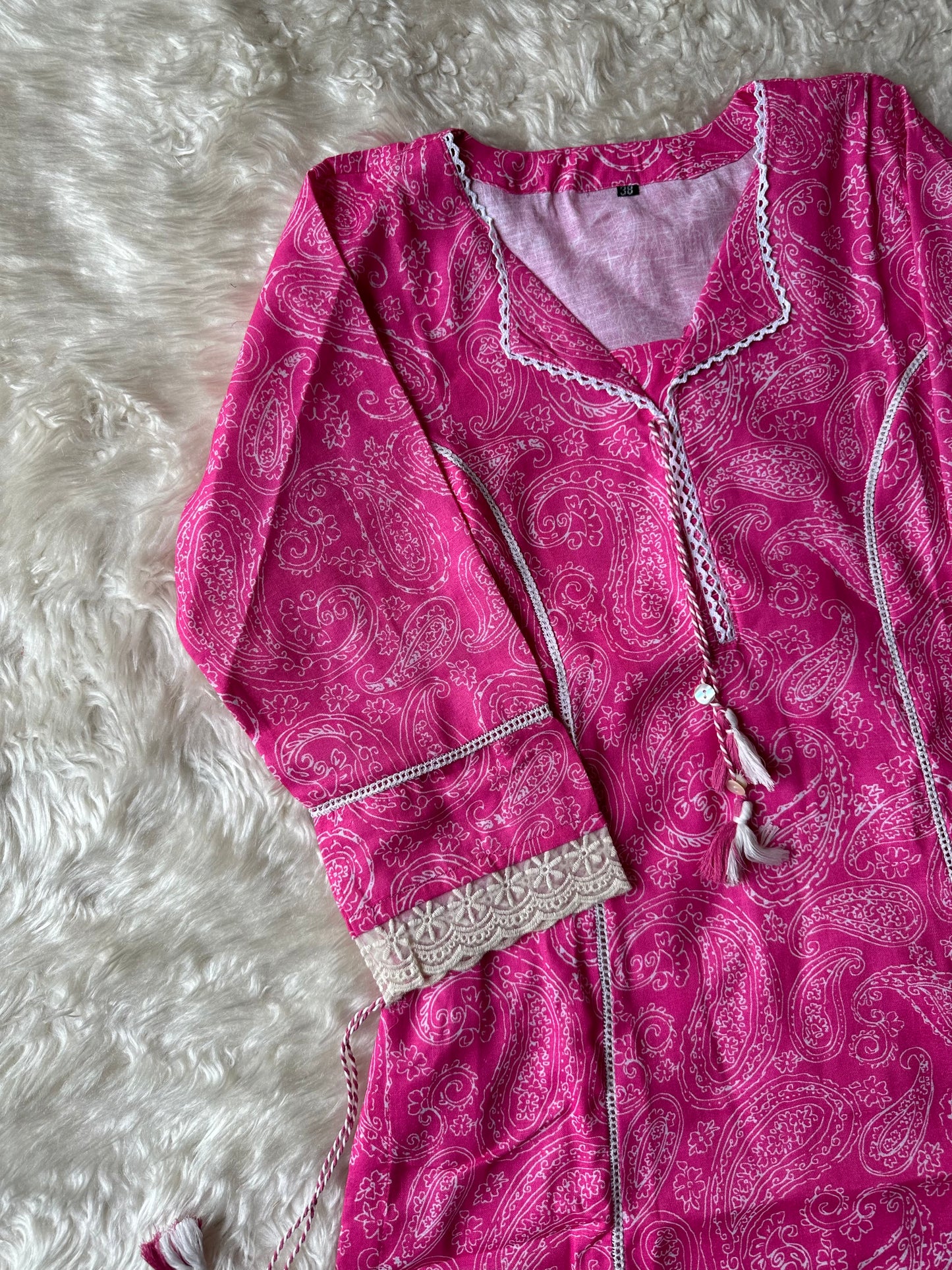 Linen Cotton Lace Details Set