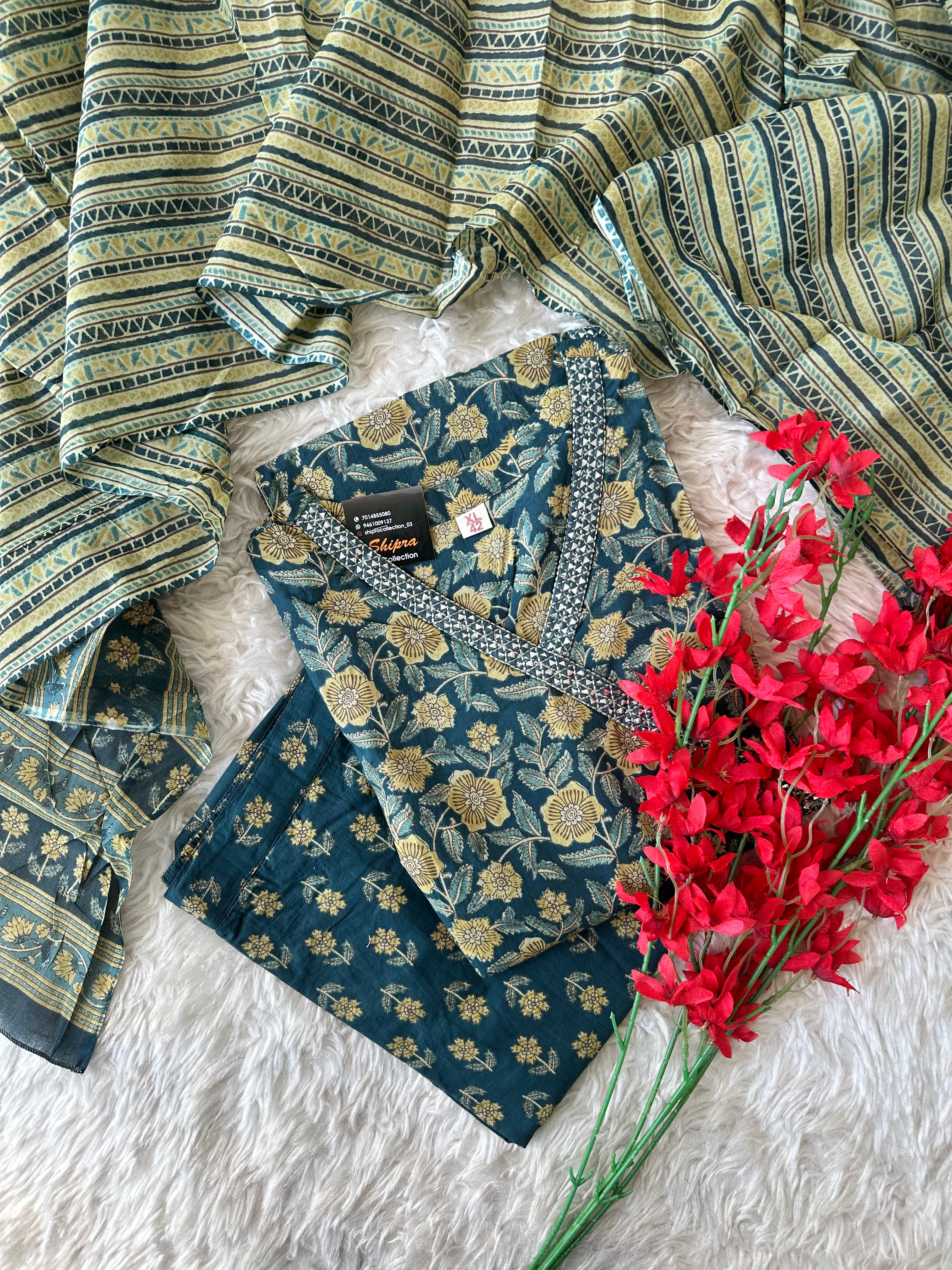 Premium Cotton Kurti Pant Dupatta Set