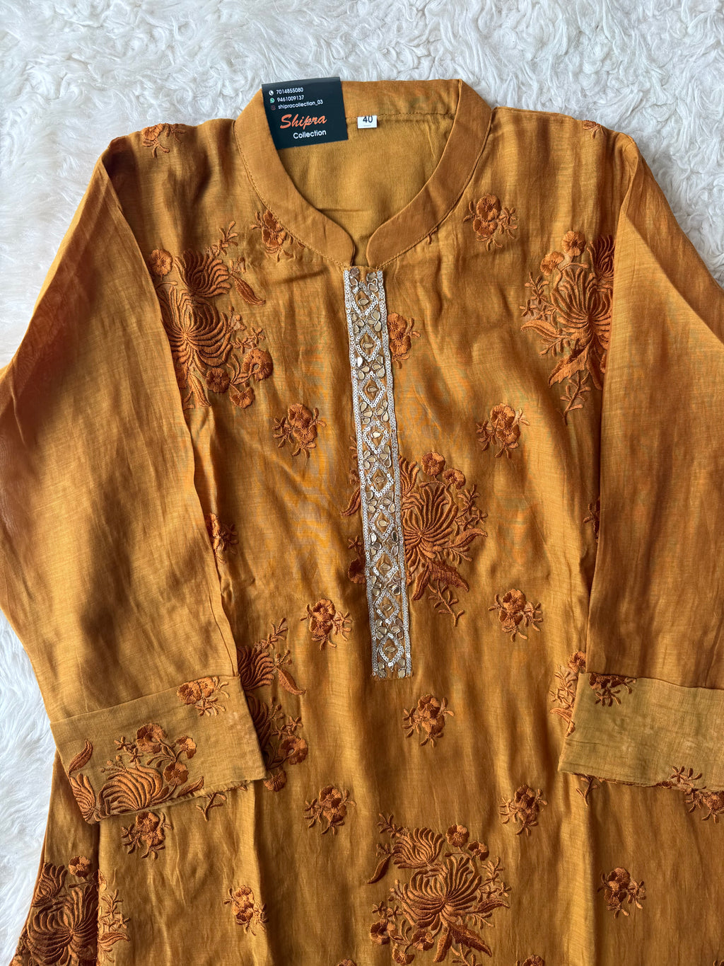 Chanderi Silk Kurti Pant Dupatta Set