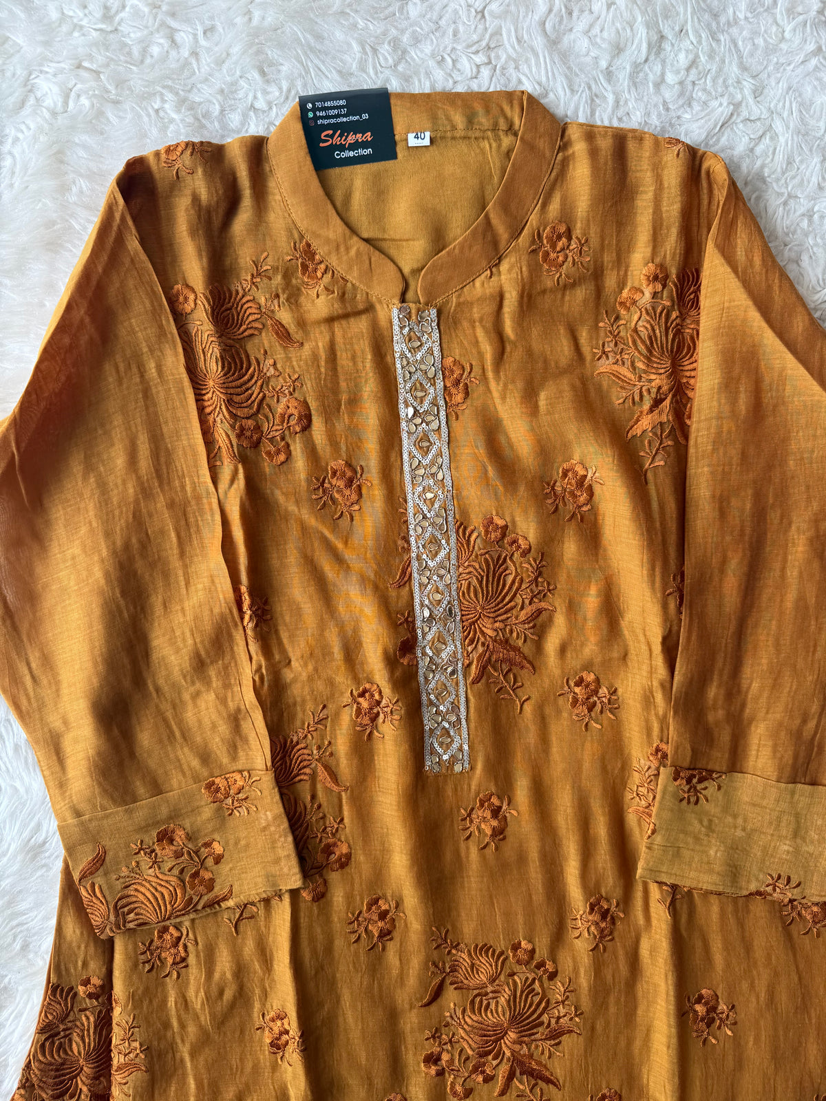 Chanderi Silk Kurti Pant Dupatta Set