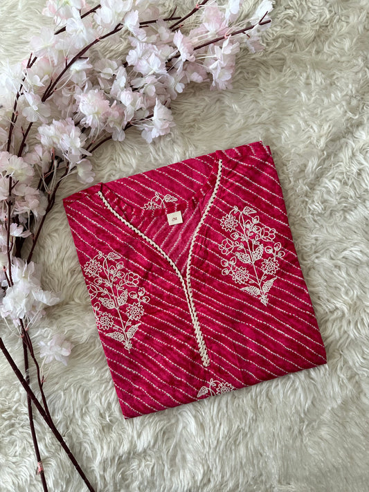 Premium Cotton Lehariya Thread Work Kurti