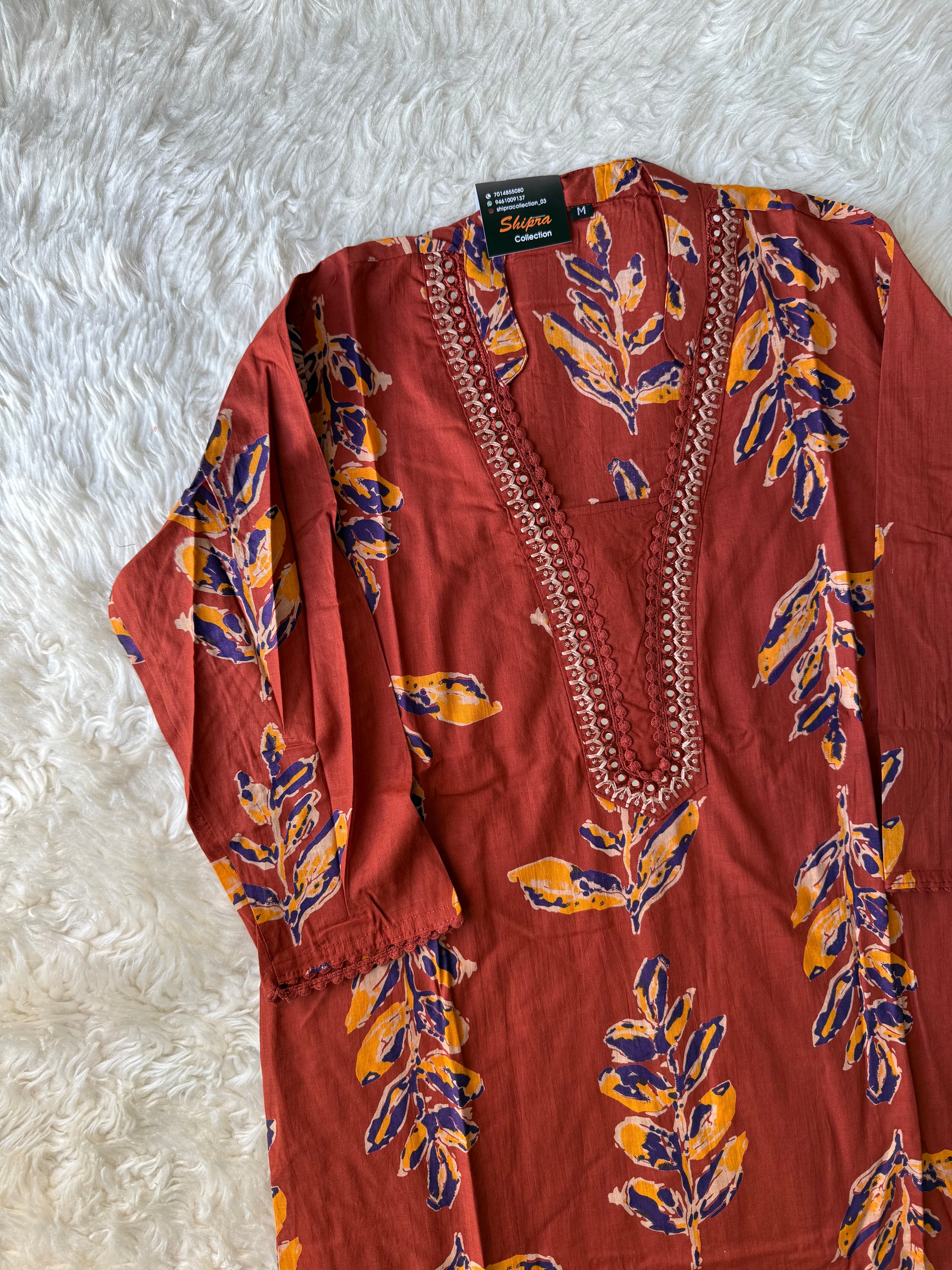 Pure Cotton Kurti Pant Dupatta Set