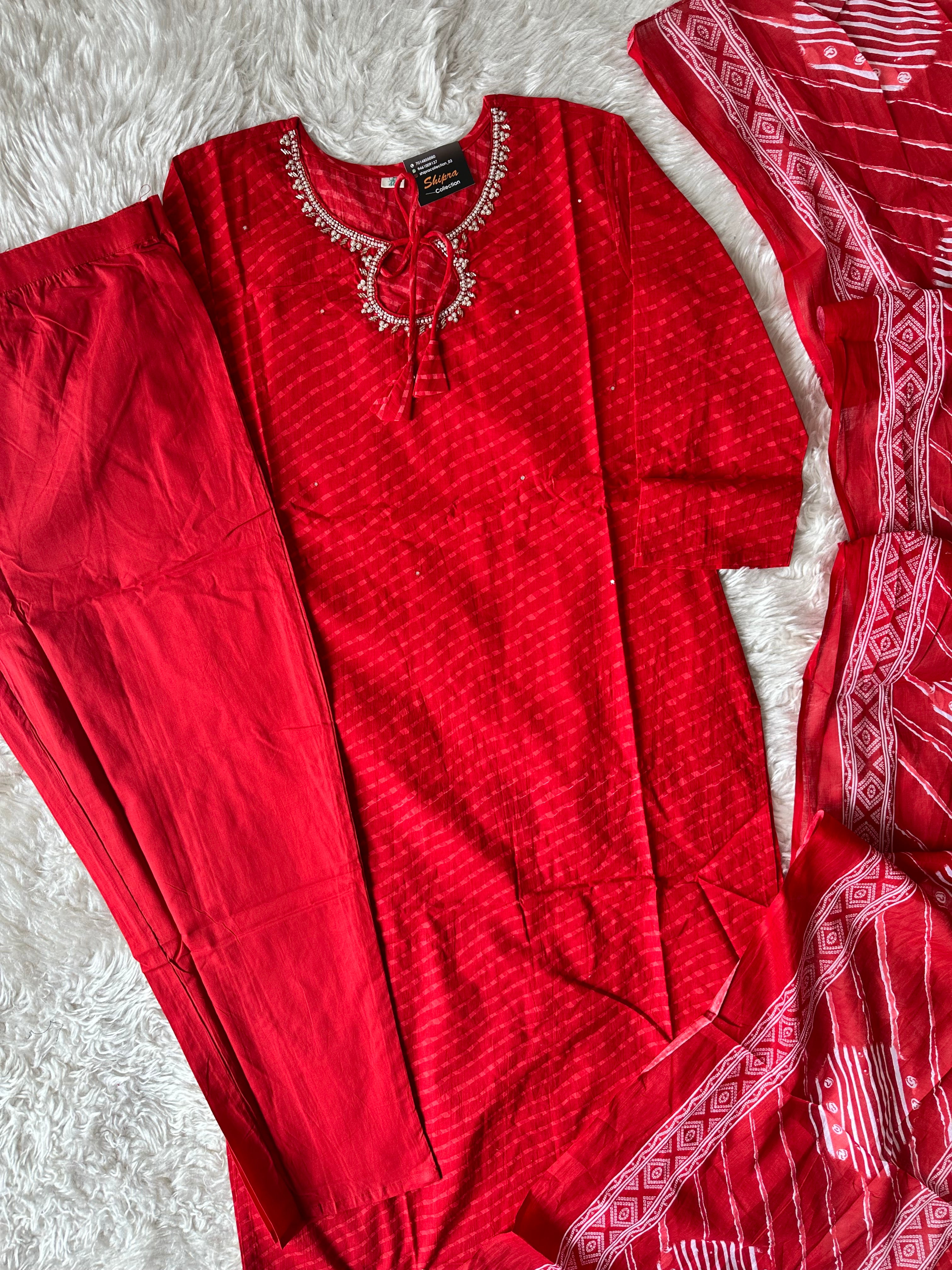 Premium Cotton Kurti Pant Dupatta Set