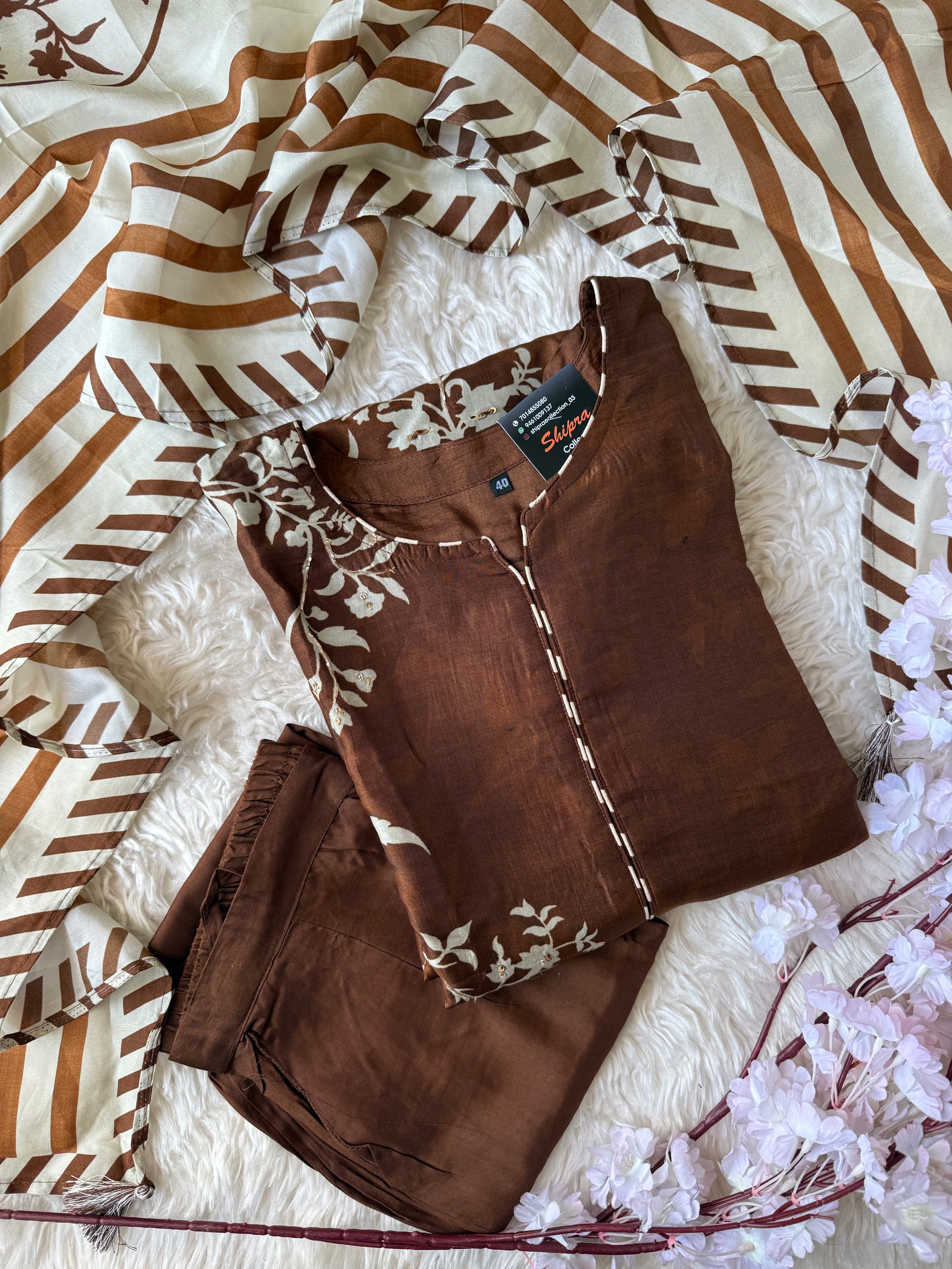 Tussar Silk Kurti Pant Dupatta Set