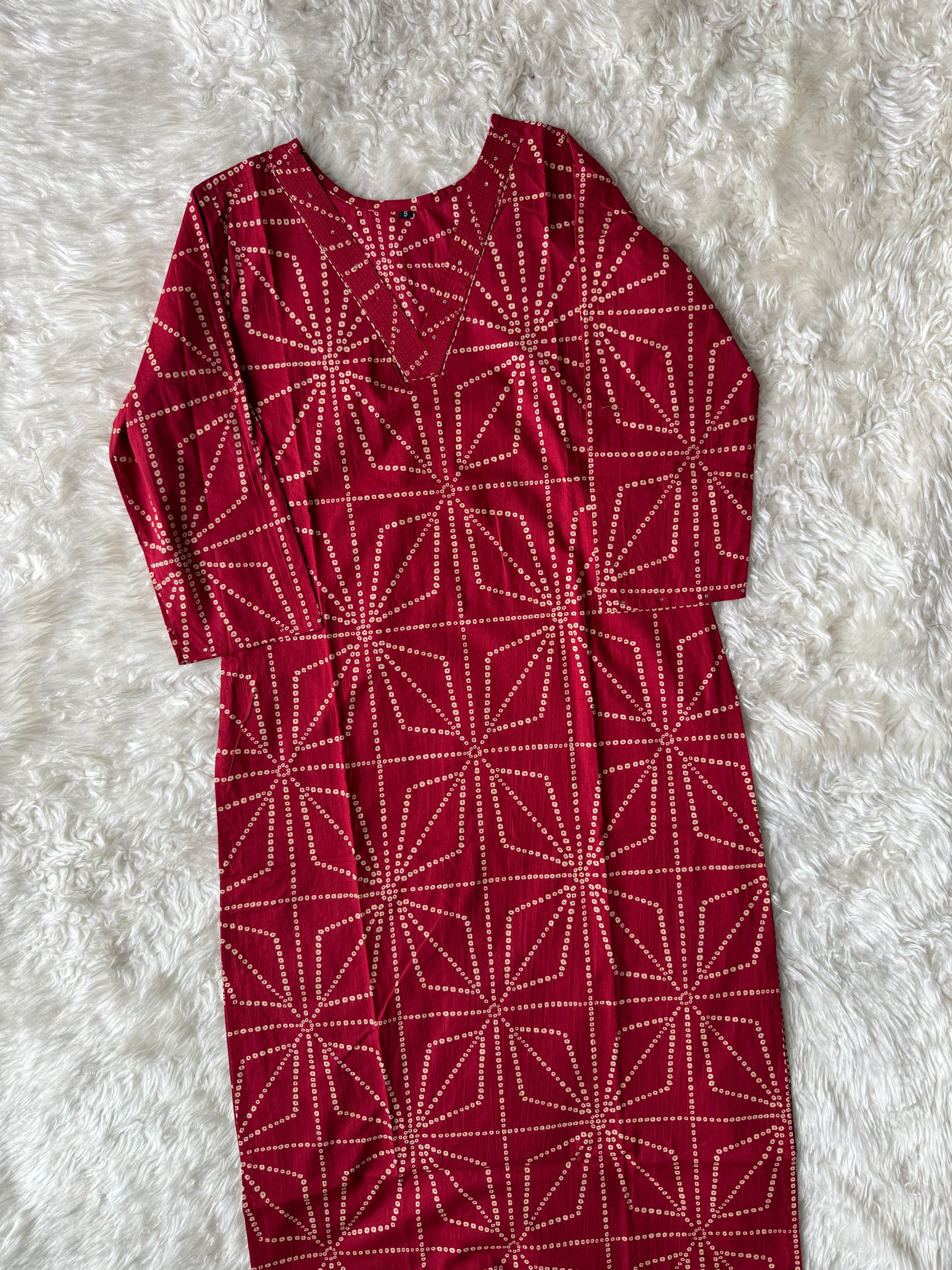 Premium Cotton Bandhej Kurti