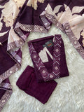 Russian Silk Kurti Pant Dupatta Set