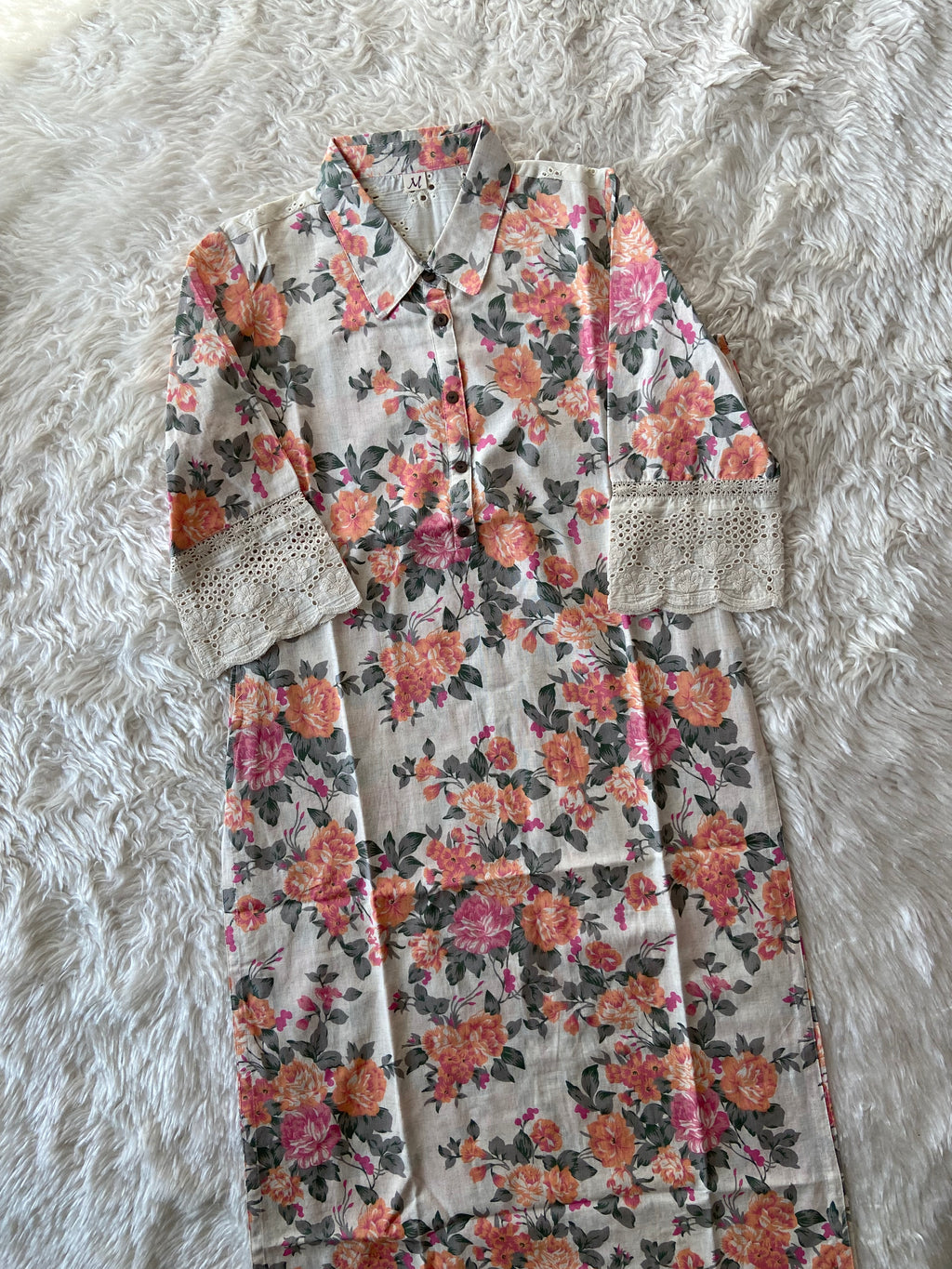 Khadi Cotton kurti with Lace details