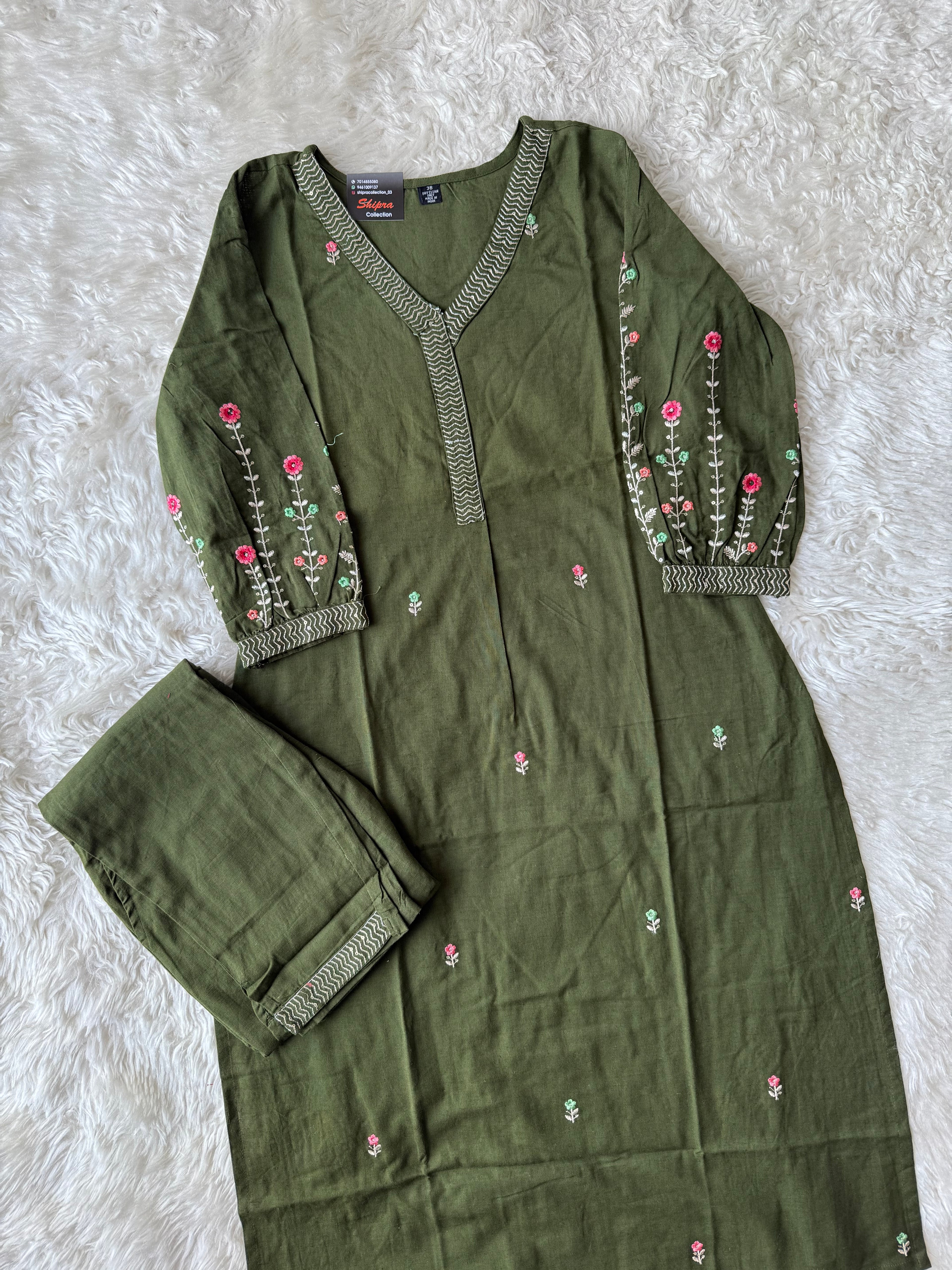 Khadi Cotton Kurti Pant Set