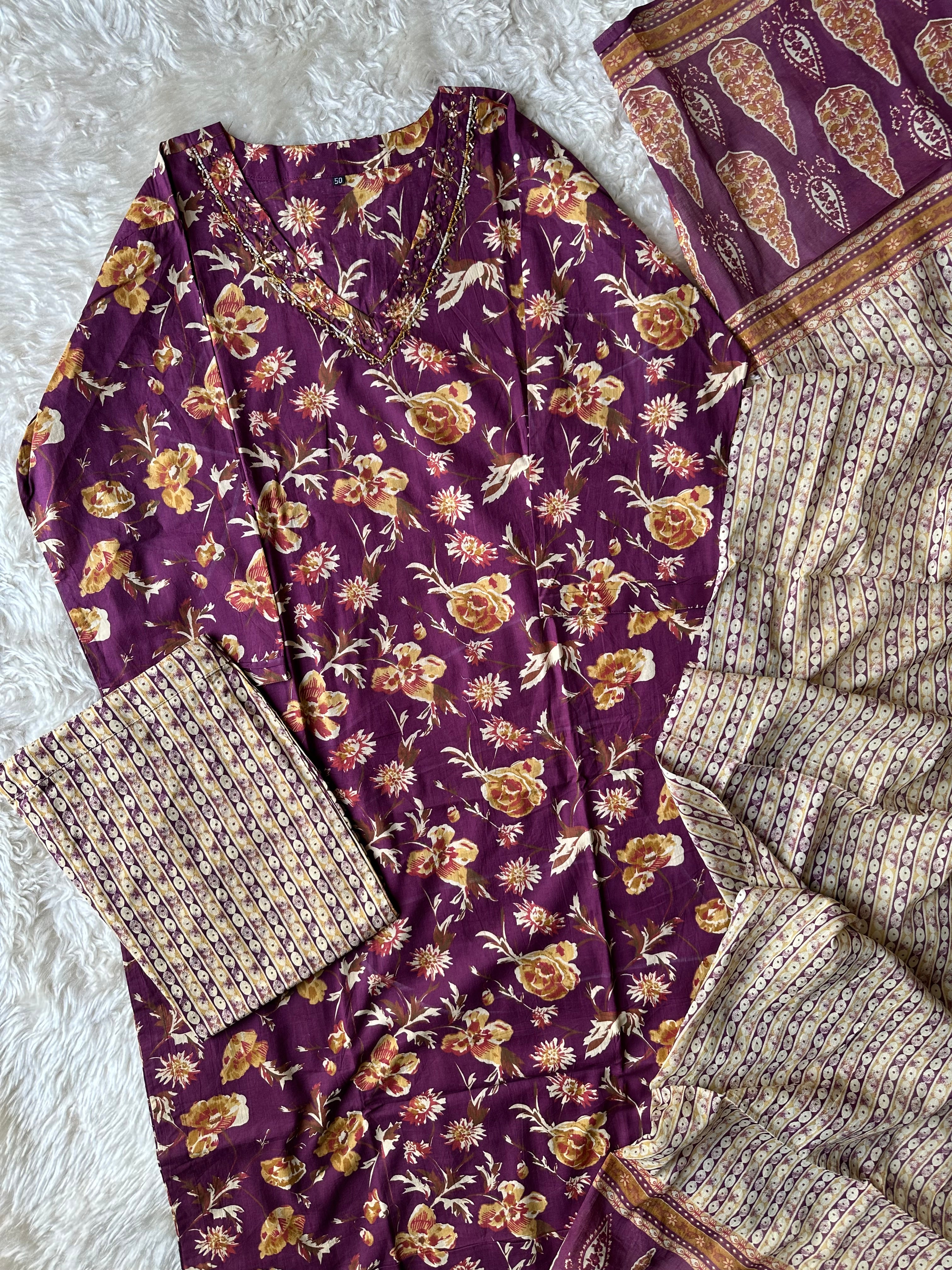 Premium Cotton Kurti Pant Dupatta Set