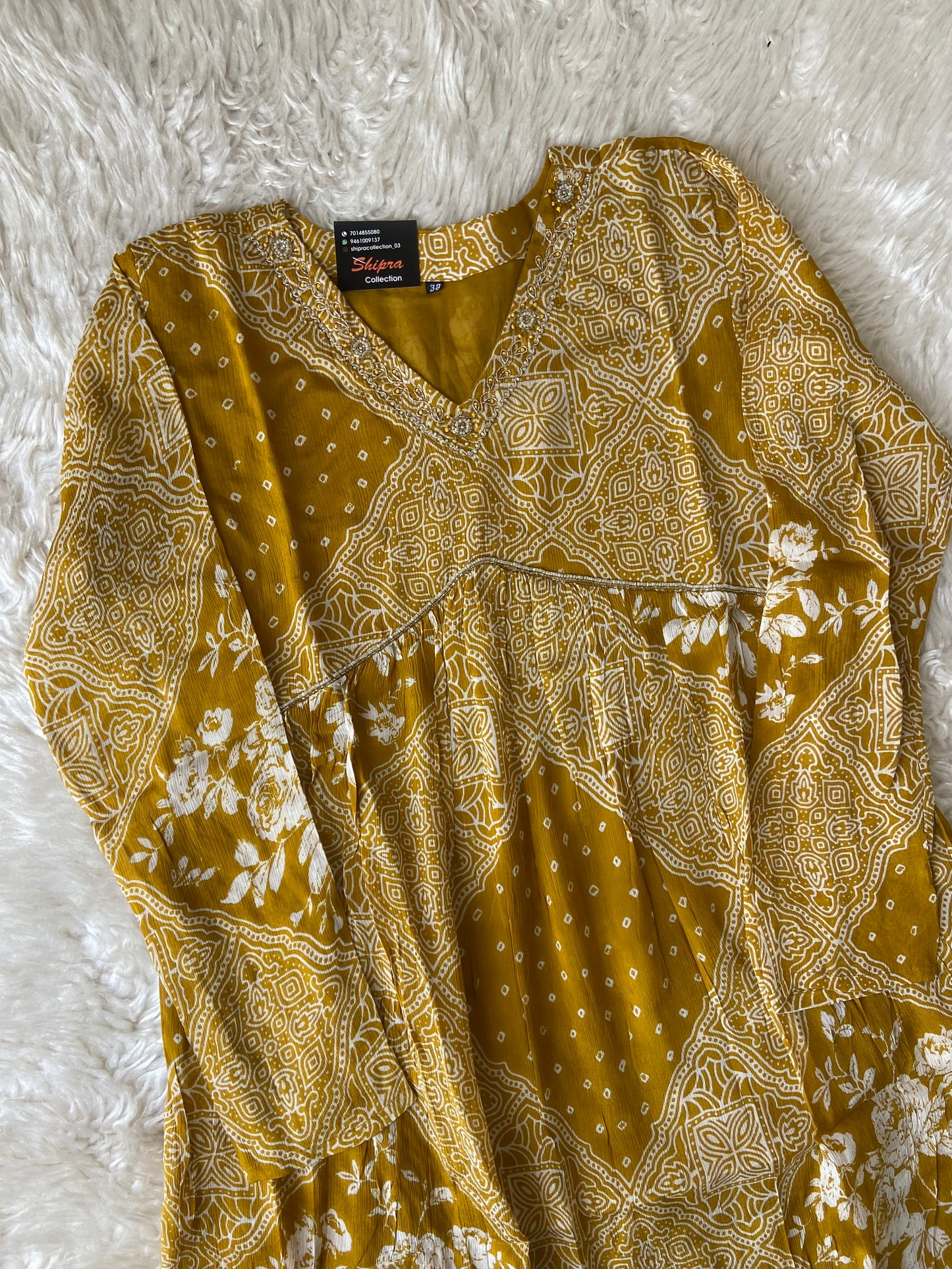 Pure Chinon Kurti Full Sleeves