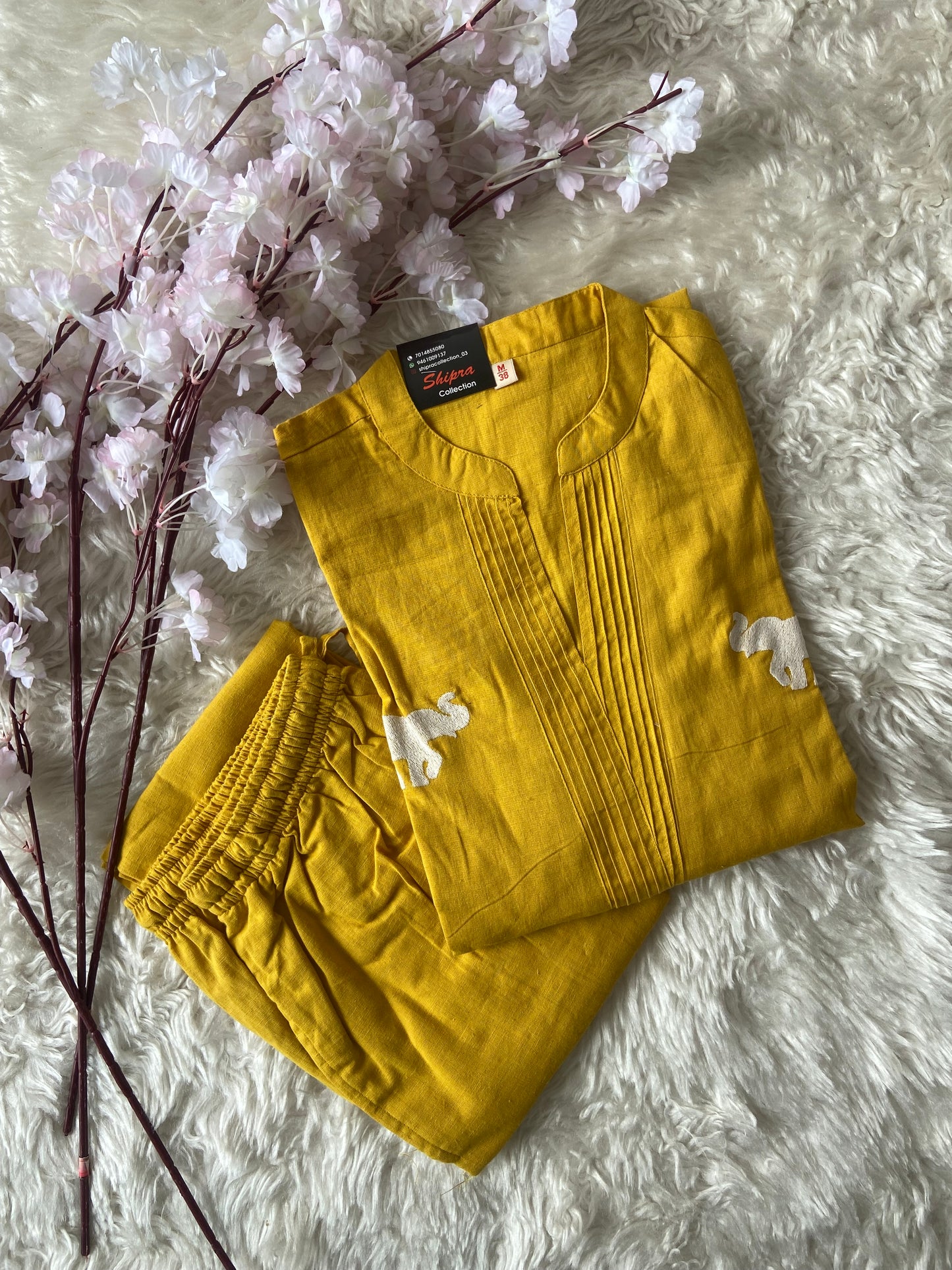Elephant A-line Kurti Plazo Set