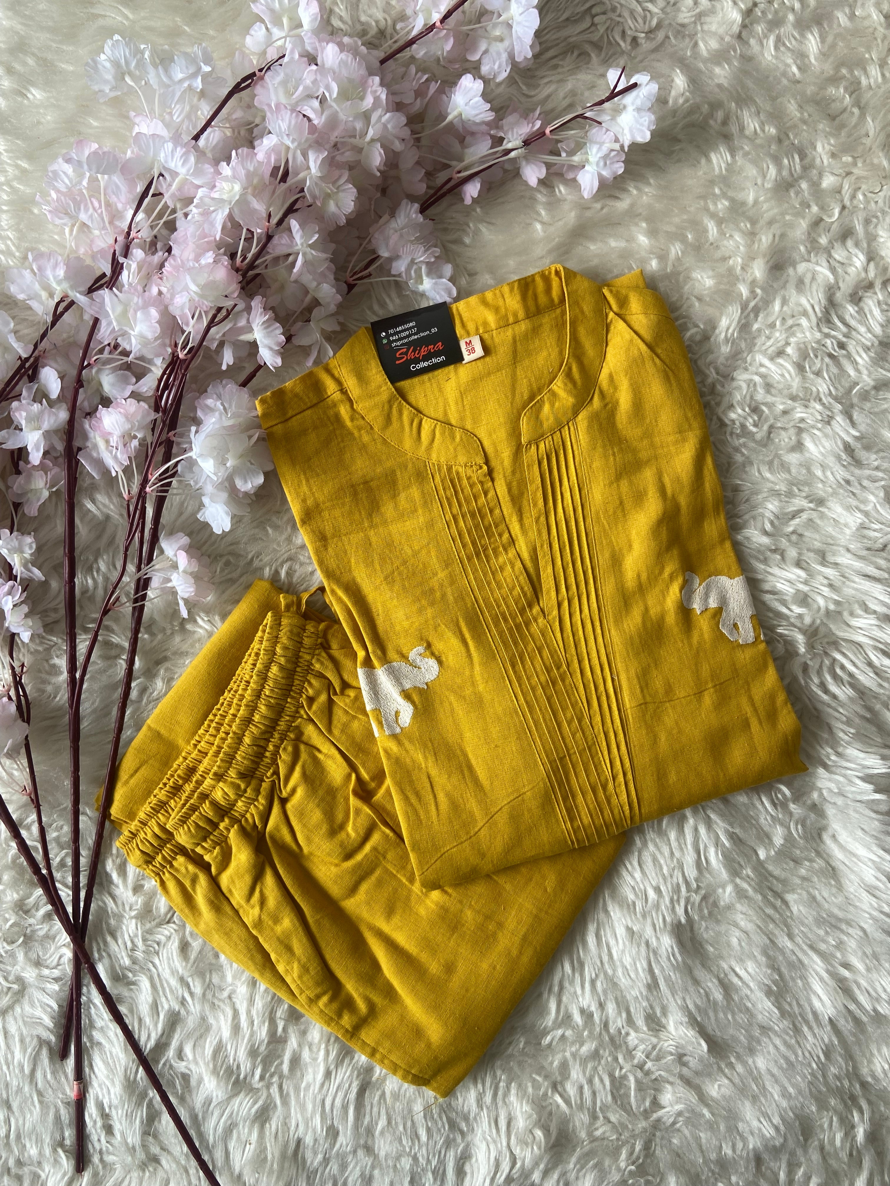 Elephant A-line Kurti Plazo Set