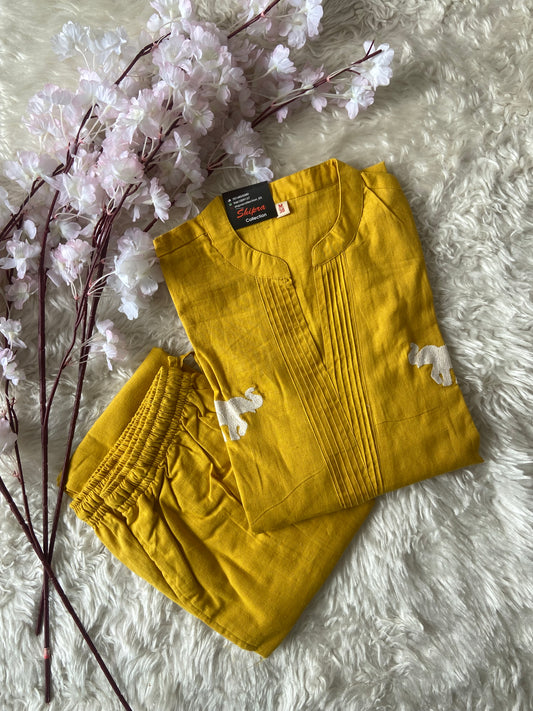 Elephant A-line Kurti Plazo Set