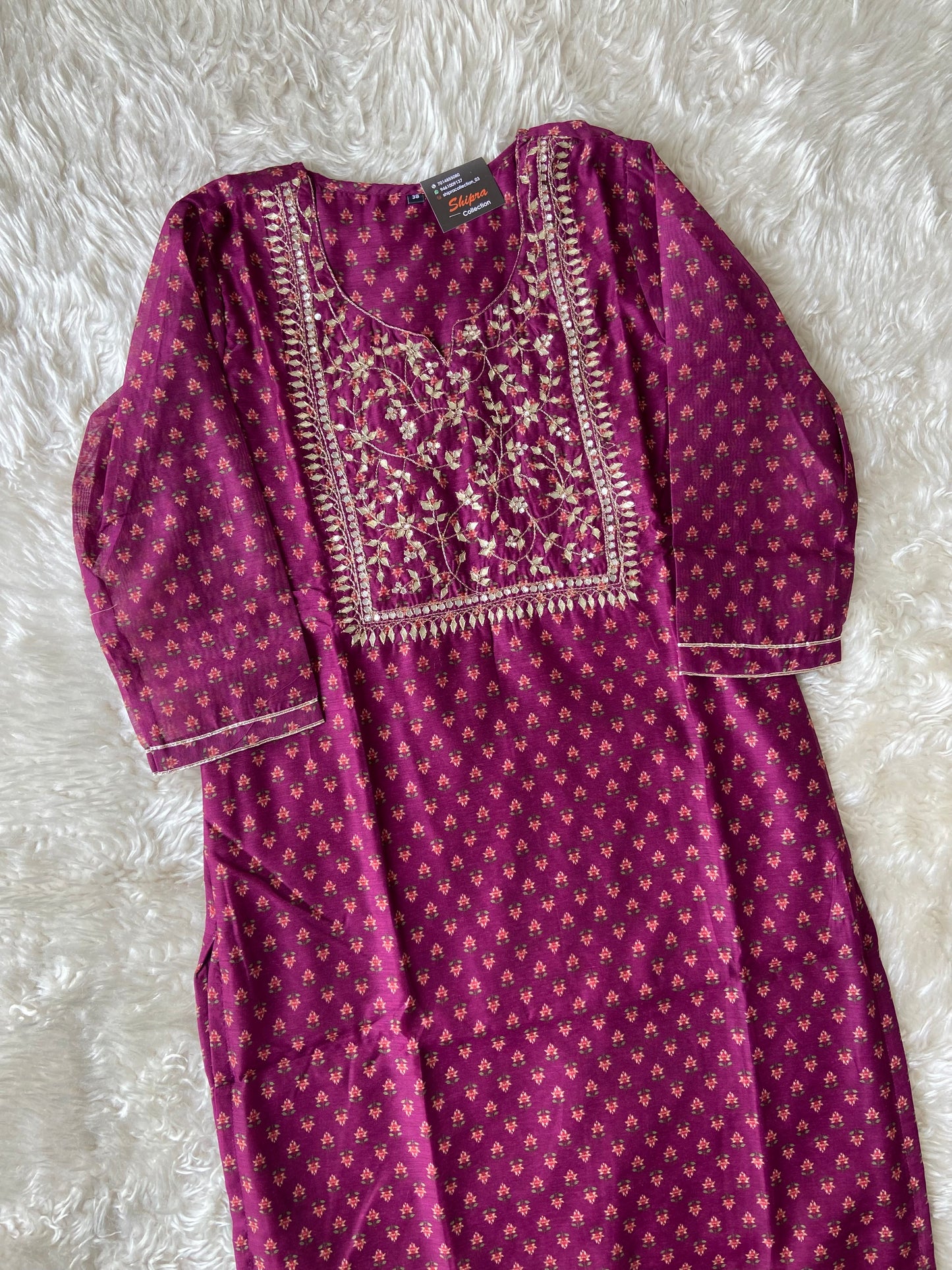 Chanderi Silk Kurti Pant Dupatta Set