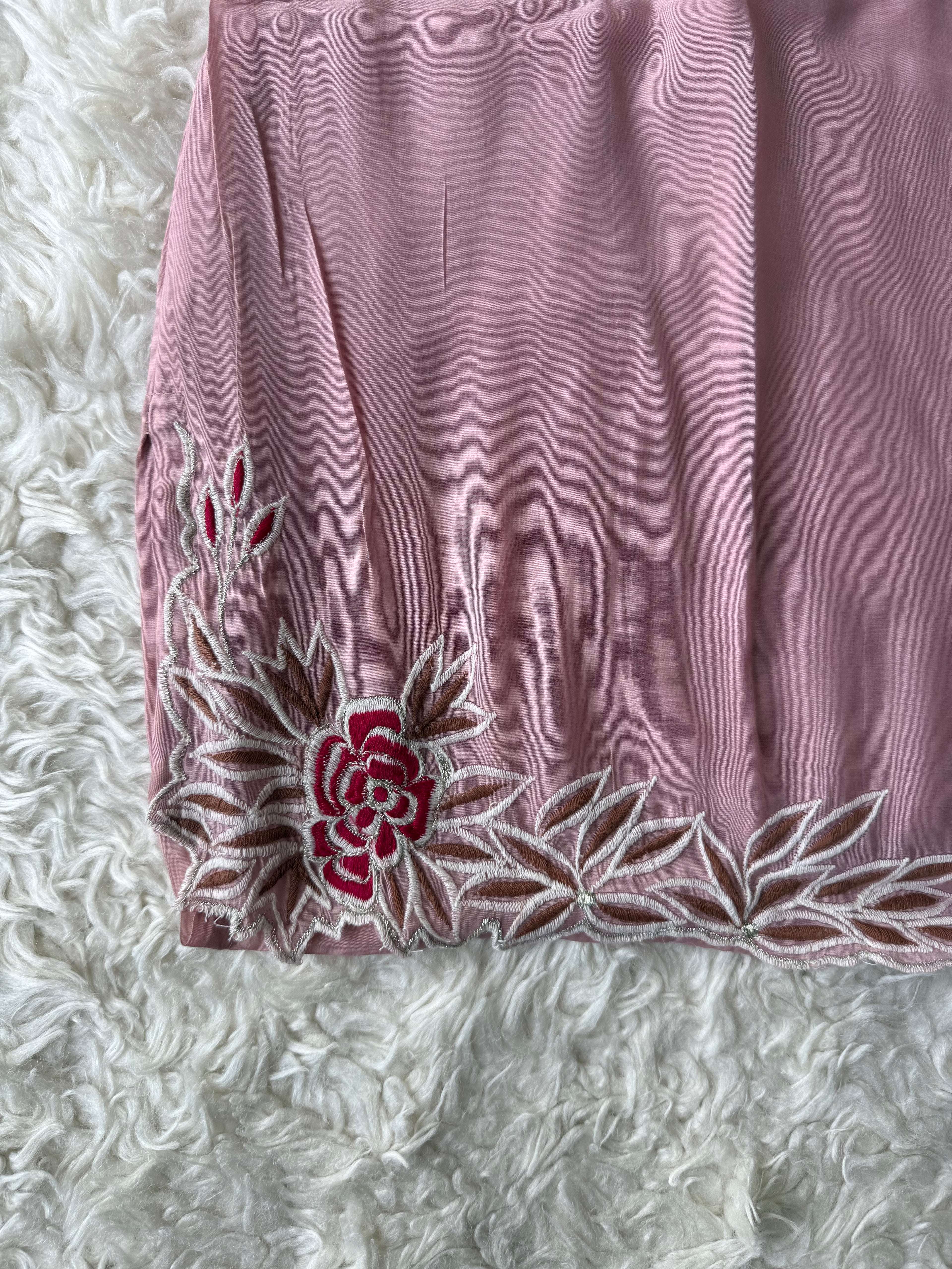 Mul Chanderi Aplique work Co-ord Set