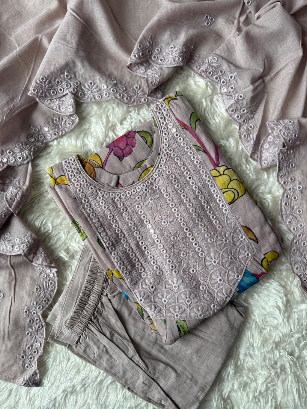 Premium Mul Cotton Kurti Pant Dupatta Set