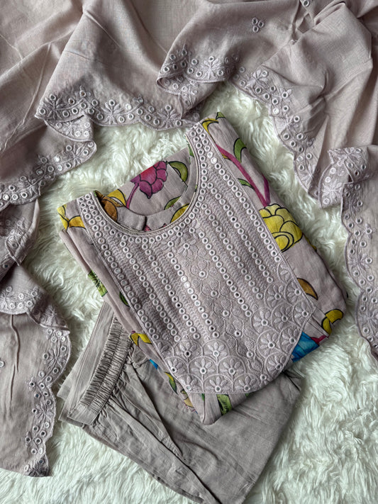 Premium Mul Cotton Kurti Pant Dupatta Set