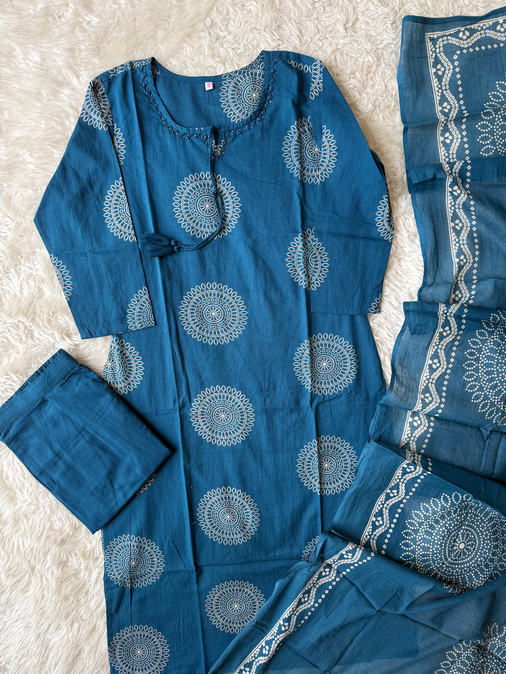 Premium Cotton Kurti Pant Dupatta Set