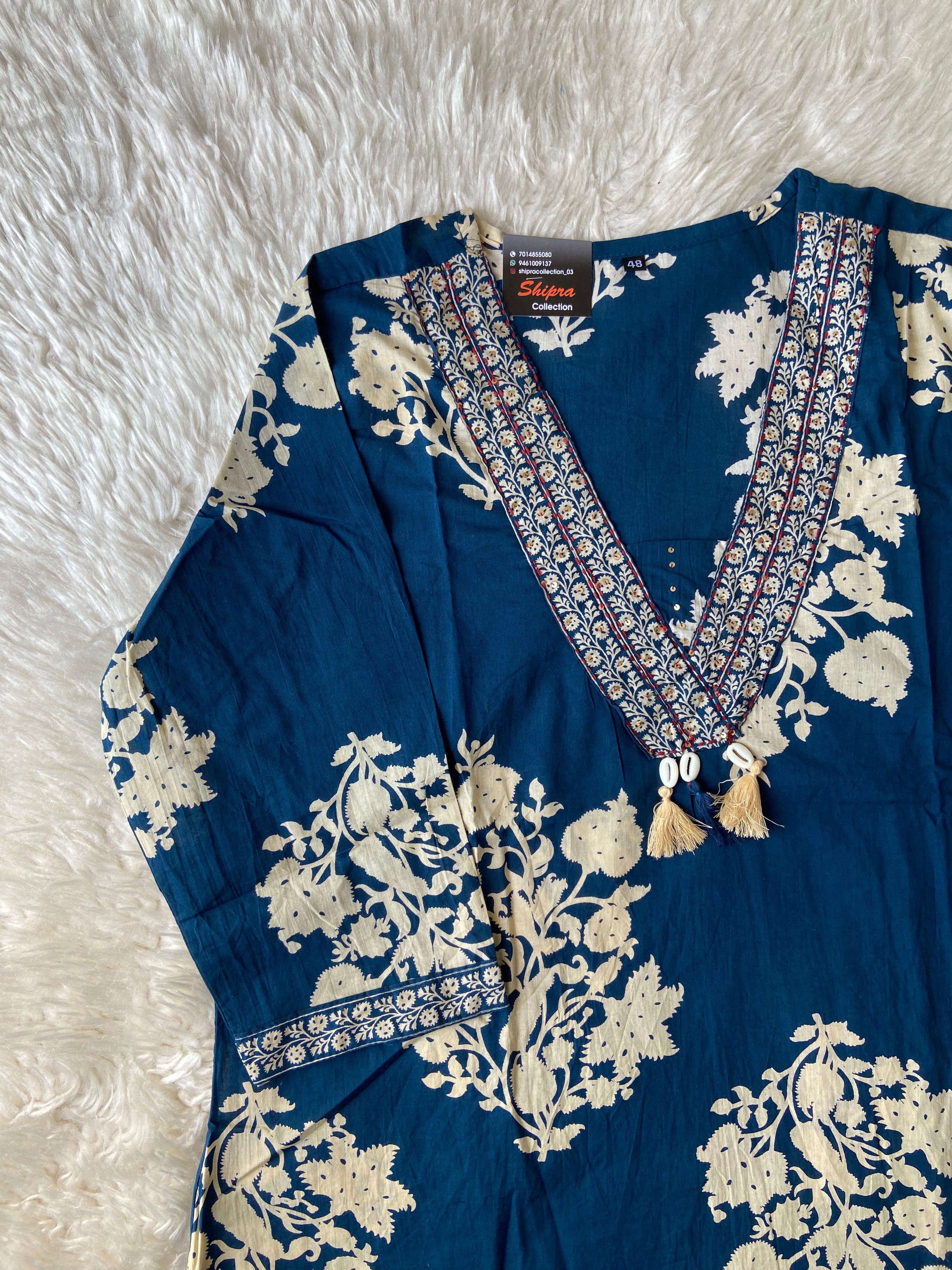 Pure Cotton Kurti Pant Dupatta Set
