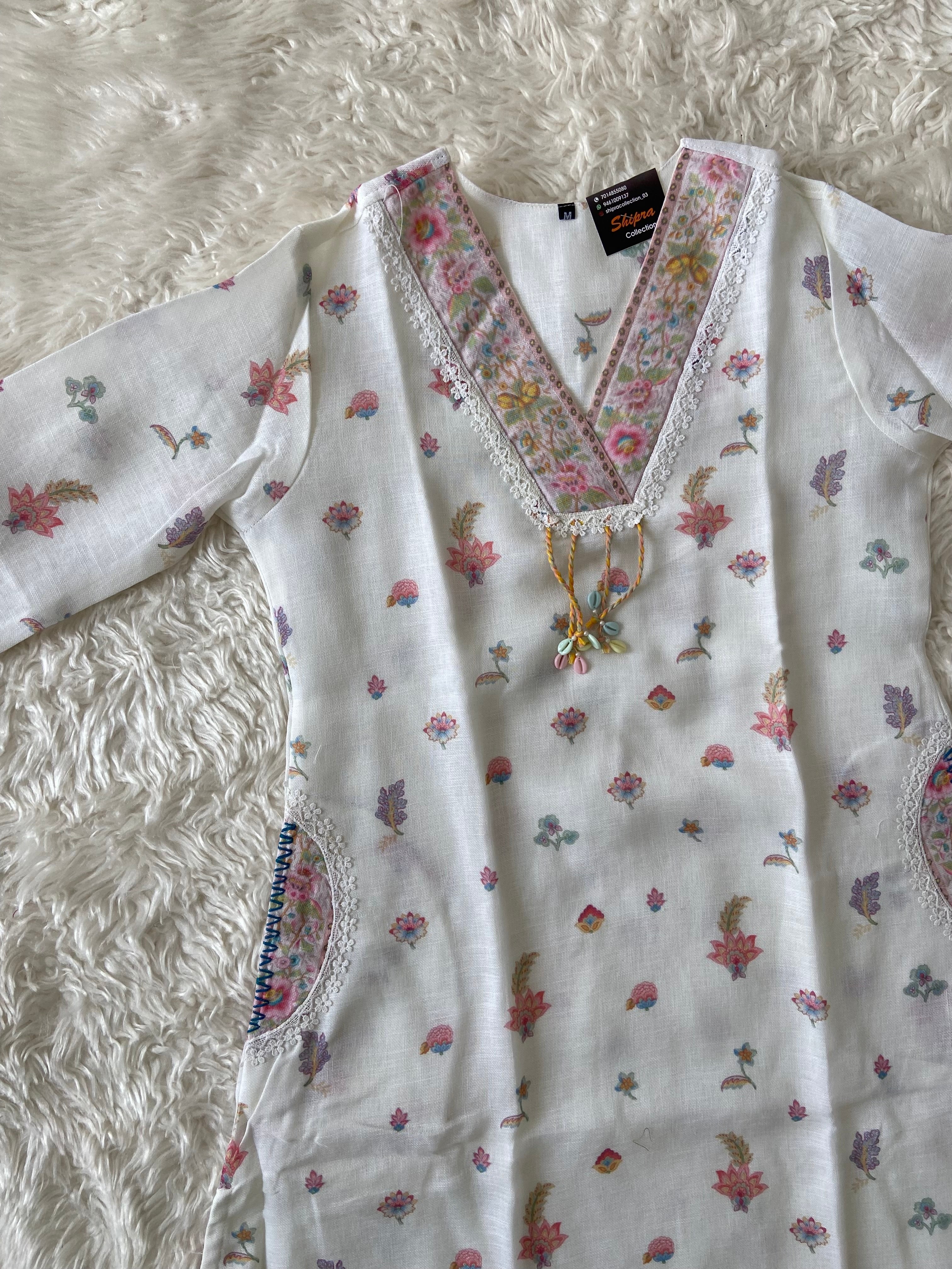 Linen Kurti Pant Dupatta Set