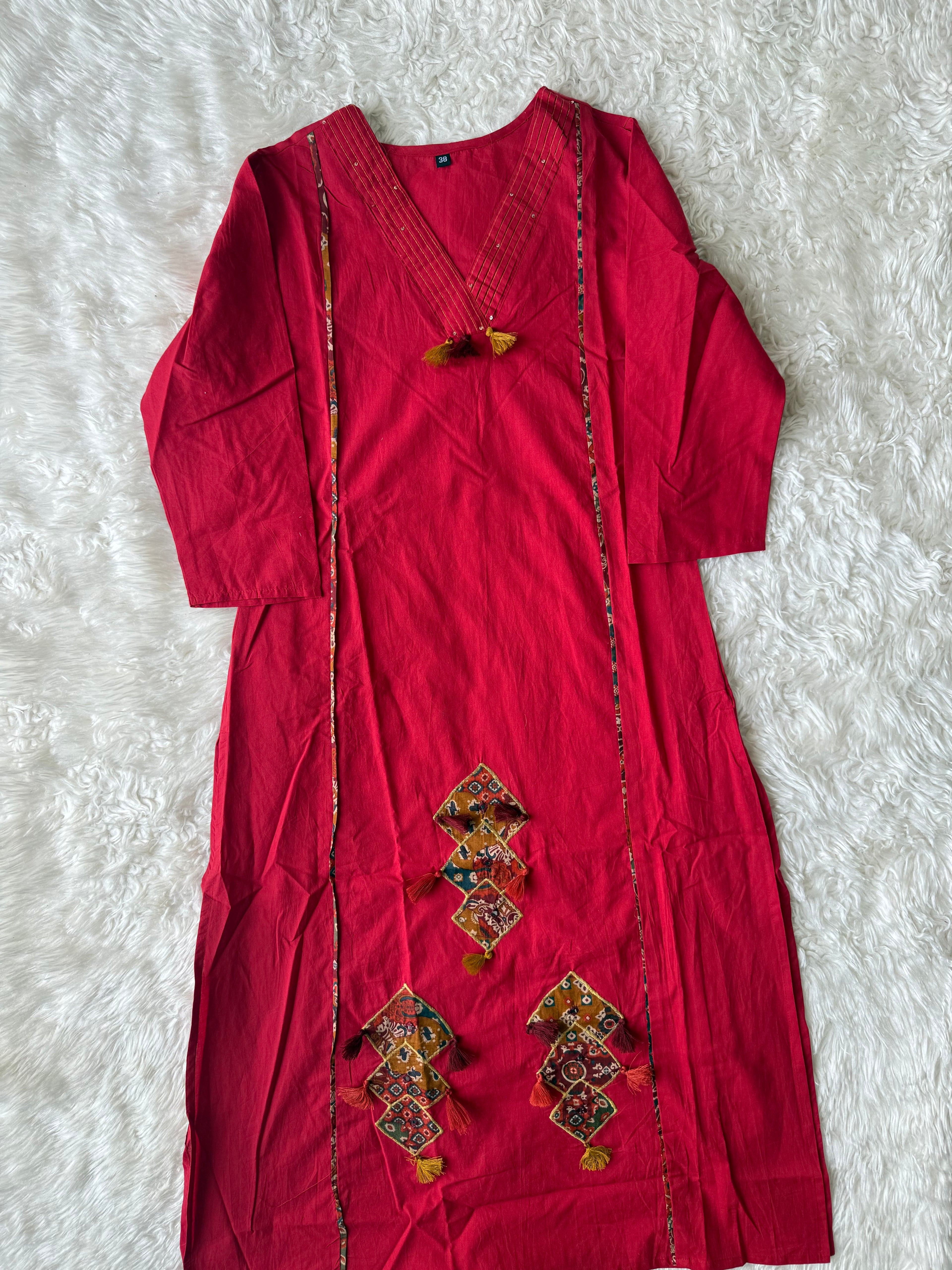 Pure Cotton Aline Kurti Plazo Dupatta Set