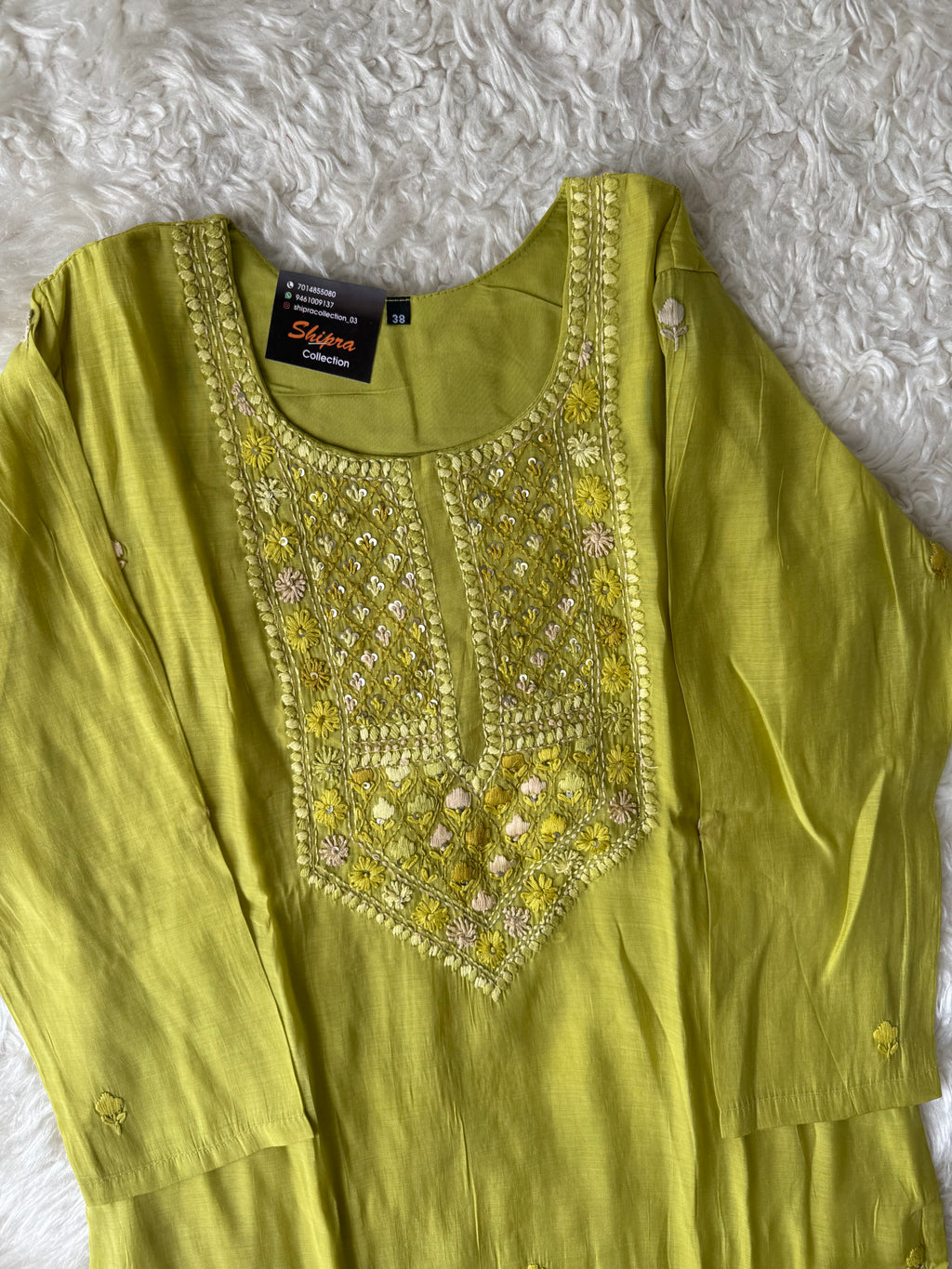 Mul Chanderi Kurti Pant Dupatta Set