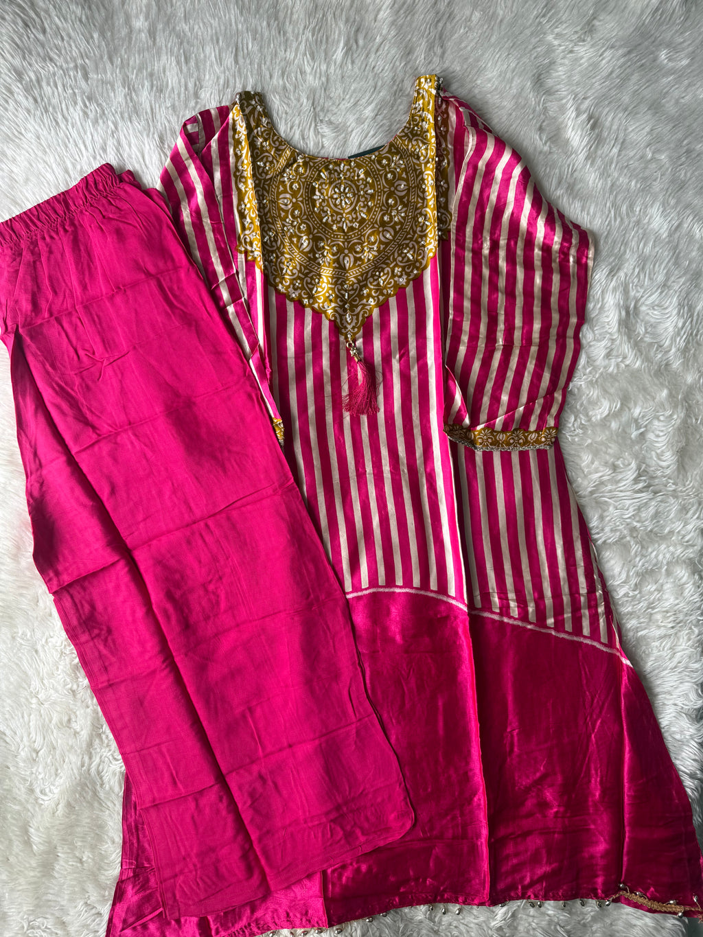 Gazi Silk Kurti Plazo Set