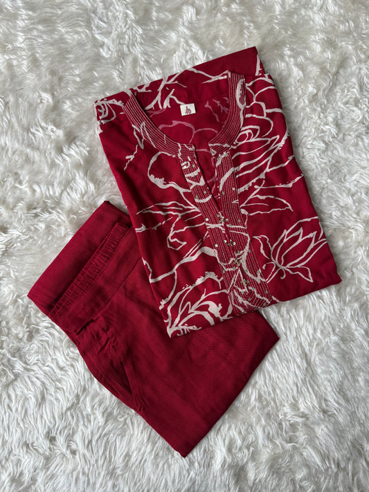 Soft Rayon Kurti Pant Set