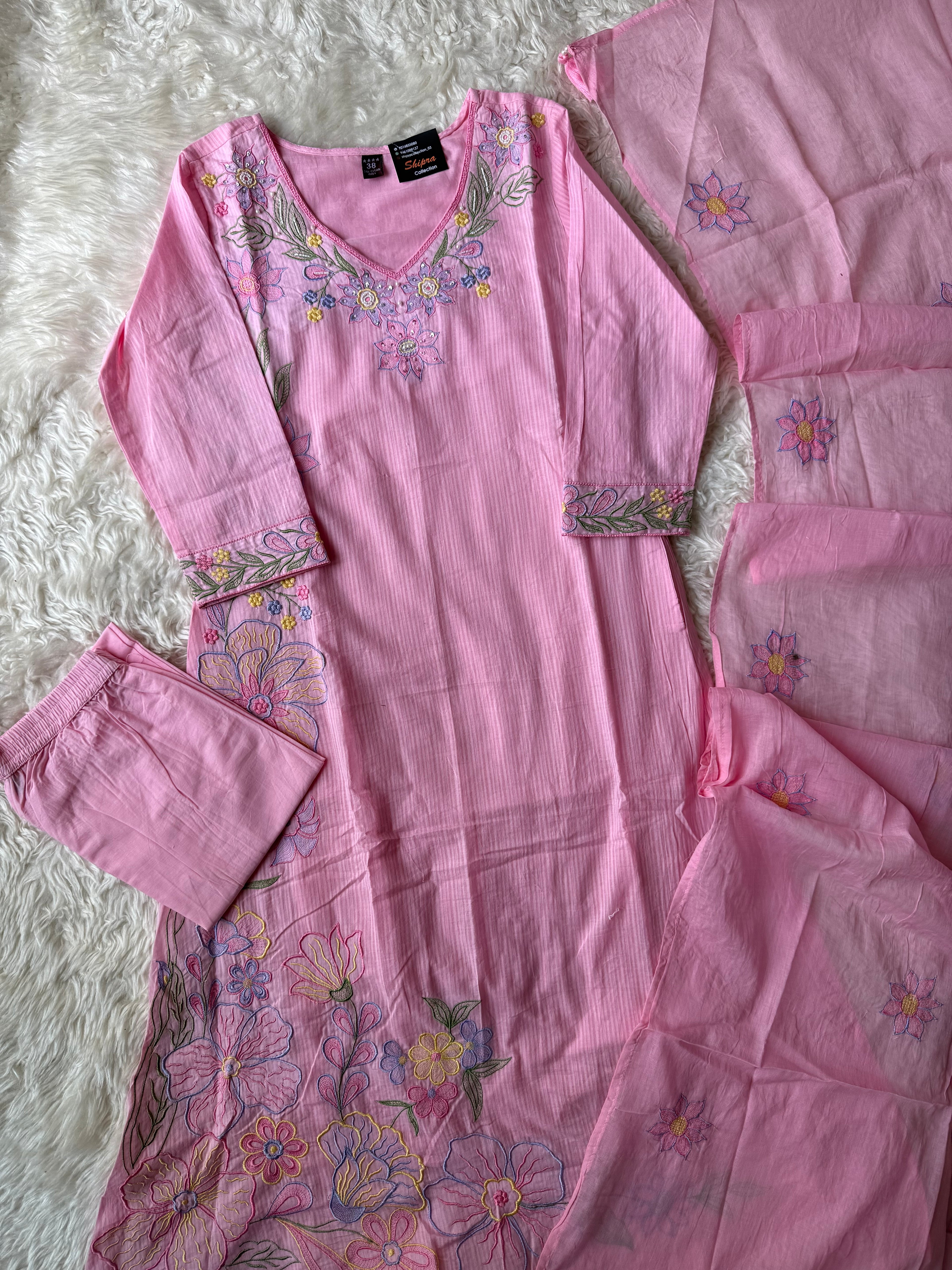 Mul Cotton Kurti Pant Dupatta Set