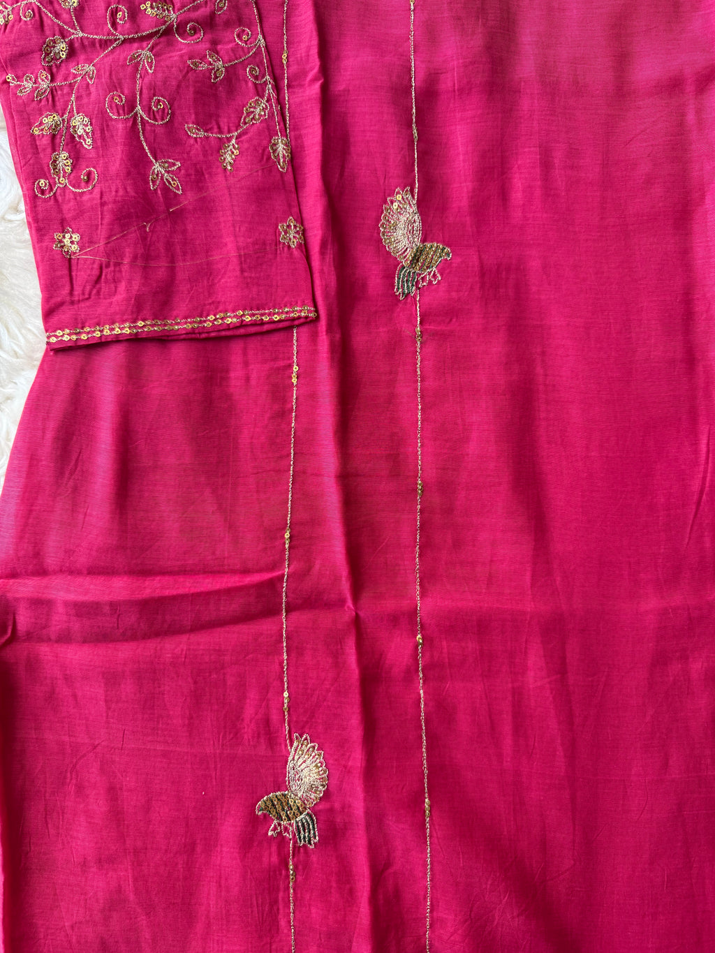 Mul Chanderi Kurti Pant Dupatta Set