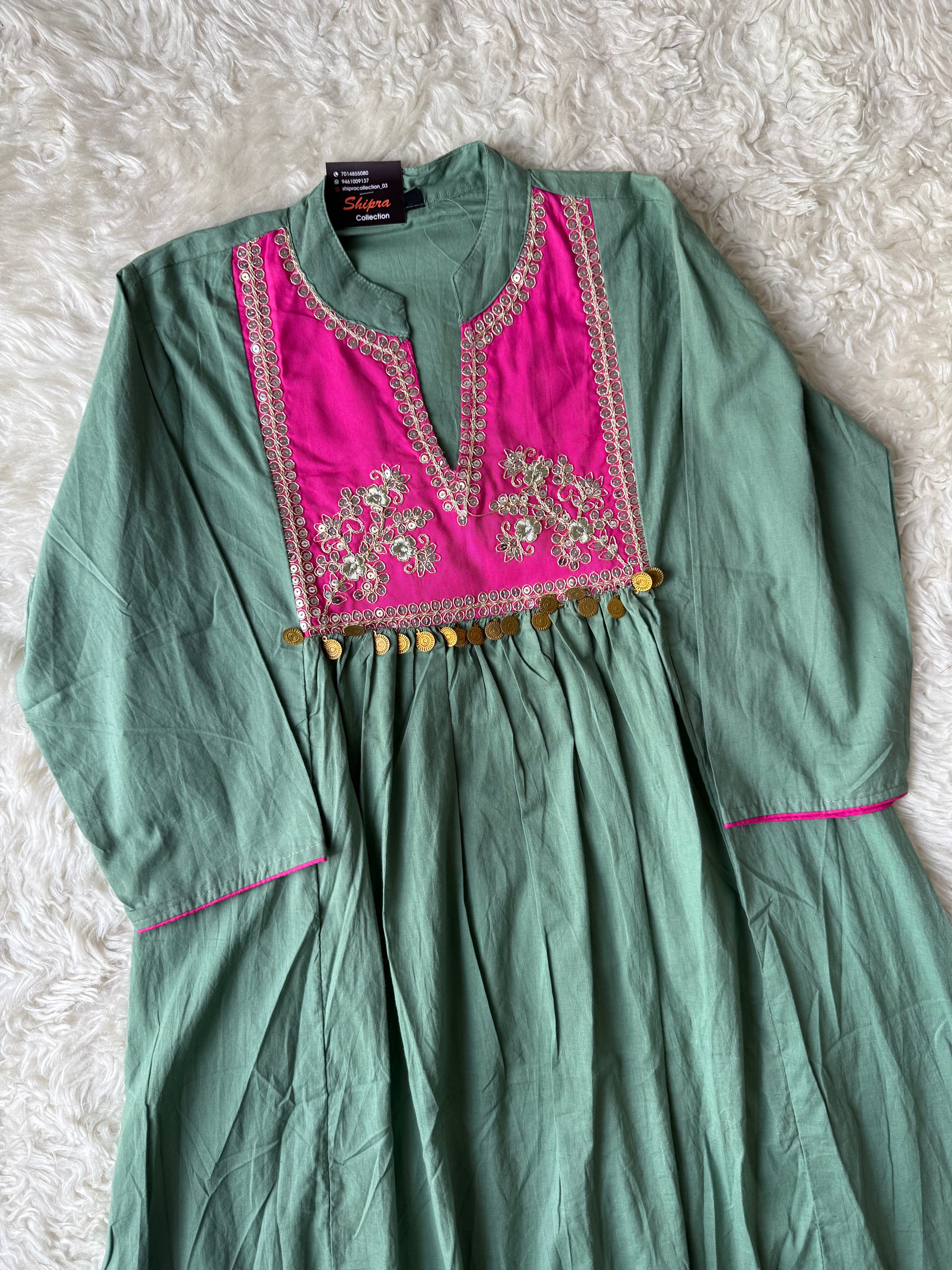 Cotton Thread Work Kurti Pant Set